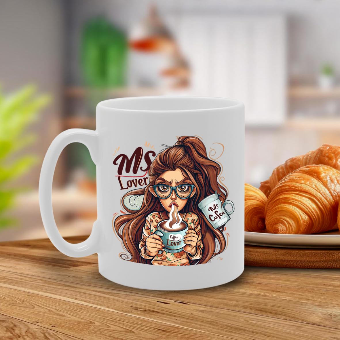 Ms Coffee Lover Ceramic  - Ideal For Coffee Enthusiasts, Cafe Goers, And Morning People - 11Oz Coffee  With Charming Design Mg6296 - Funny Printed Coffee Mug - Great Gift Idea