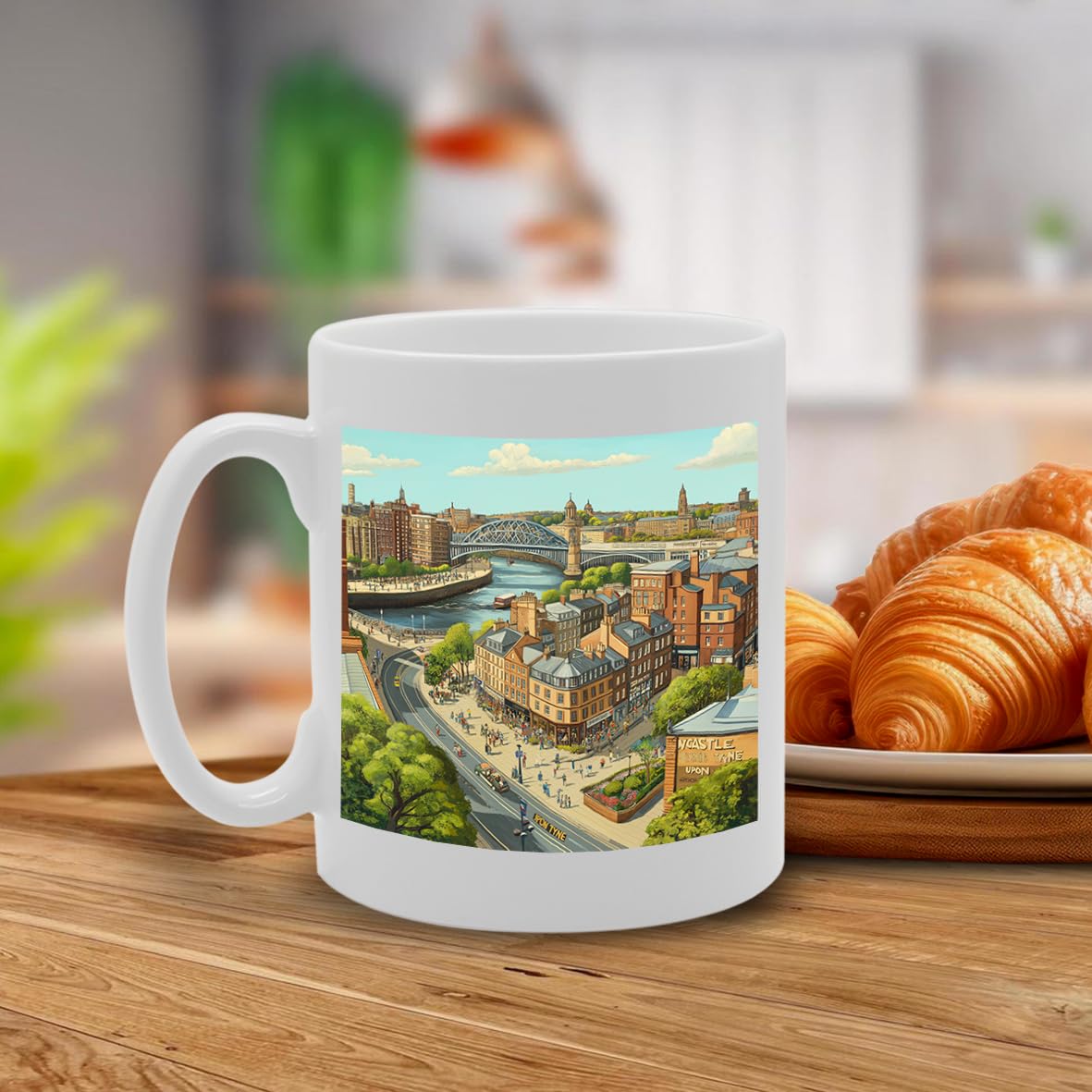 Printed Coffee Ceramic  Featuring Cities And Landmarks In United Kingdom (Newcastle Upon Tyne) - Funny Printed Coffee Mug - Great Gift Idea