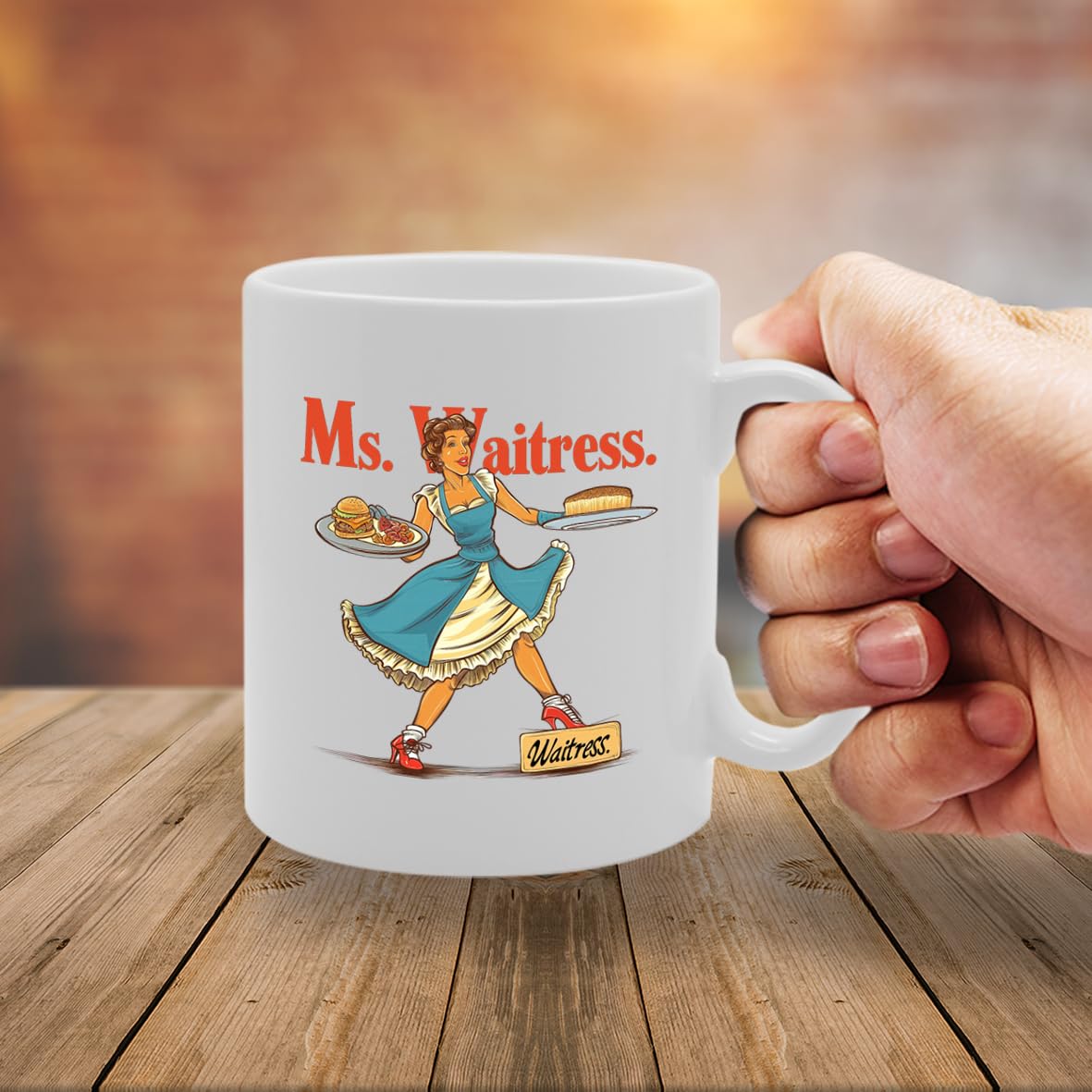 Ms Waitress Ceramic  - Ideal For Waitresses, Food Service Workers, And Hospitality Staff - 11Oz Coffee  With Fun Design Mg6278 - Funny Printed Coffee Mug - Great Gift Idea