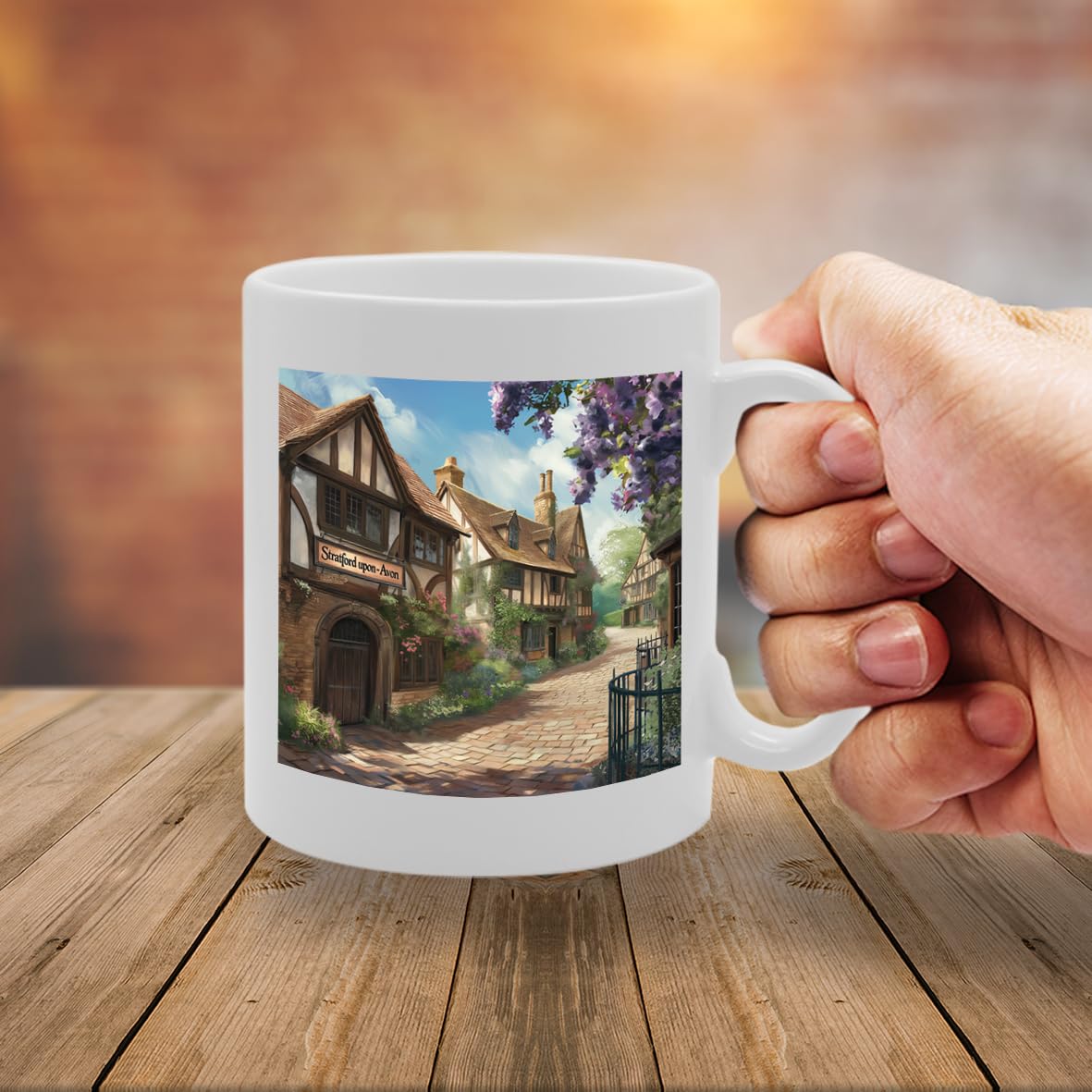 Printed Coffee Ceramic  Featuring Cities And Landmarks In United Kingdom (Startford Upon Avon) - Funny Printed Coffee Mug - Great Gift Idea
