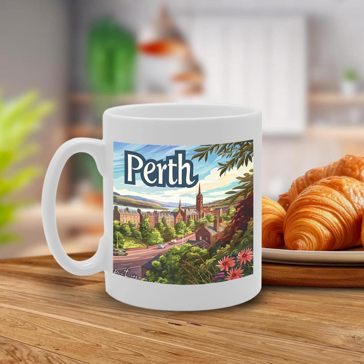 Printed Coffee Ceramic  Featuring Cities And Landmarks In United Kingdom (Perth) - Funny Printed Coffee Mug - Great Gift Idea
