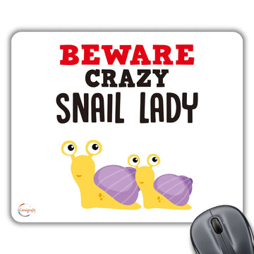 CP515 Beware Crazy Snail Lady Novelty Gift Printed PC Laptop Computer Mouse Mat Pad