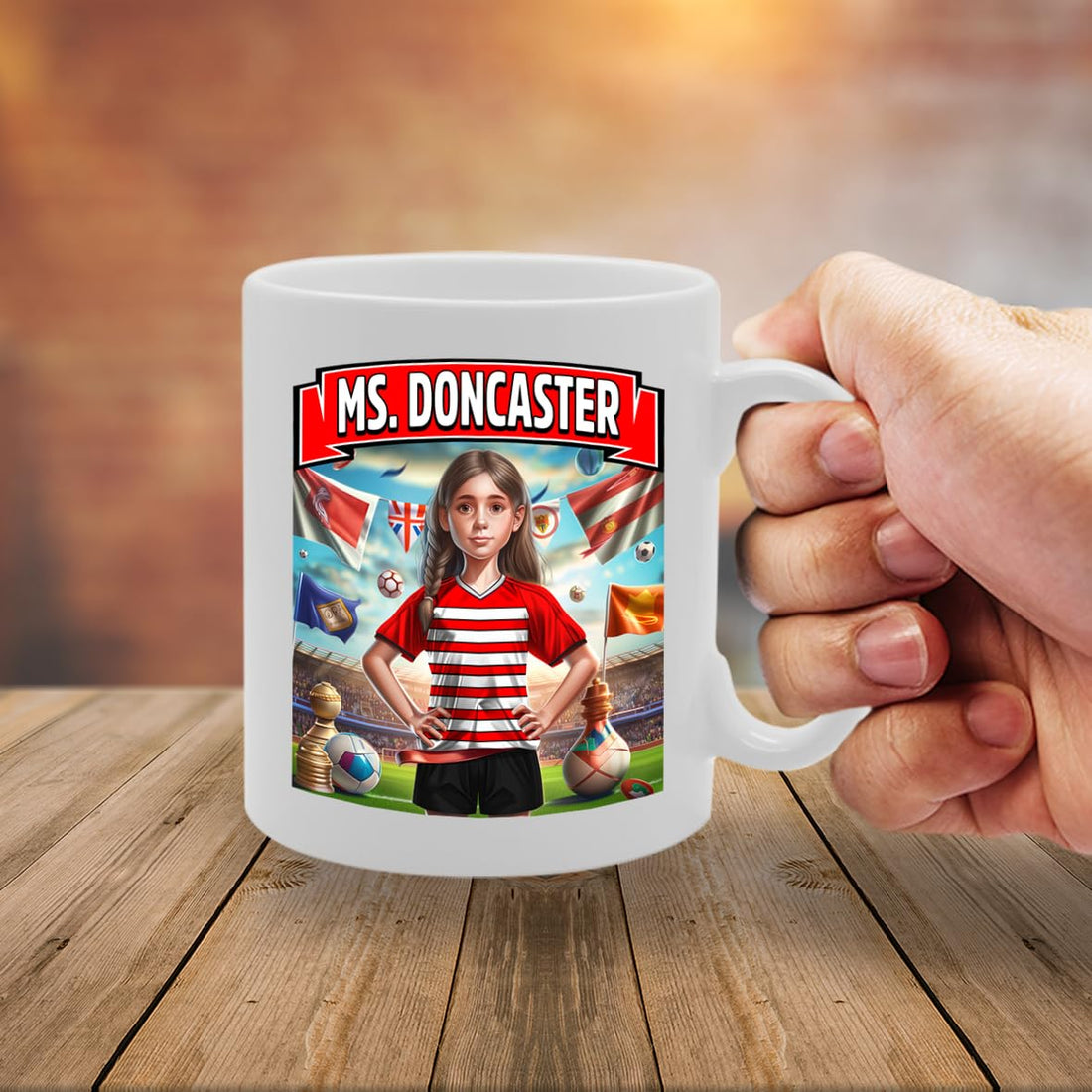 Football Fan Ceramic  - Perfect   For Soccer Lovers, Ladies & Girls - Printed Cup For Footie Enthusiasts (Doncaster) - Funny Printed Coffee Mug - Great Gift Idea