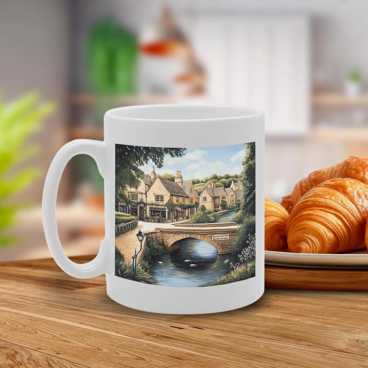 Printed Coffee Ceramic  Featuring Cities And Landmarks In United Kingdom (Burton On Water) - Funny Printed Coffee Mug - Great Gift Idea