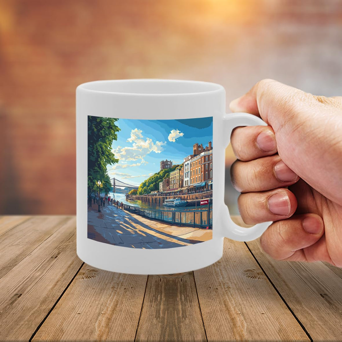 Printed Coffee Ceramic  Featuring Cities And Landmarks In United Kingdom (Bristol) - Funny Printed Coffee Mug - Great Gift Idea