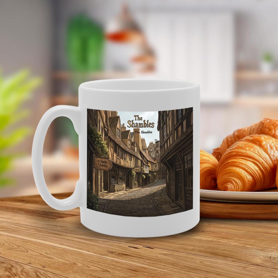Printed Coffee Ceramic  Featuring Cities And Landmarks In United Kingdom (Shambles) - Funny Printed Coffee Mug - Great Gift Idea