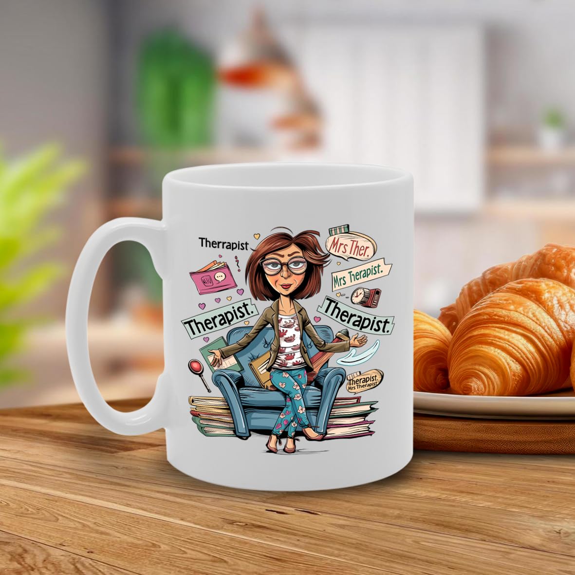Mrs Therapist  - For Female Therapists, Counselors, Mental Health Professionals, Durable Ceramic, Dishwasher Safe, Premium Print Mg6089 - Funny Printed Coffee Mug - Great Gift Idea