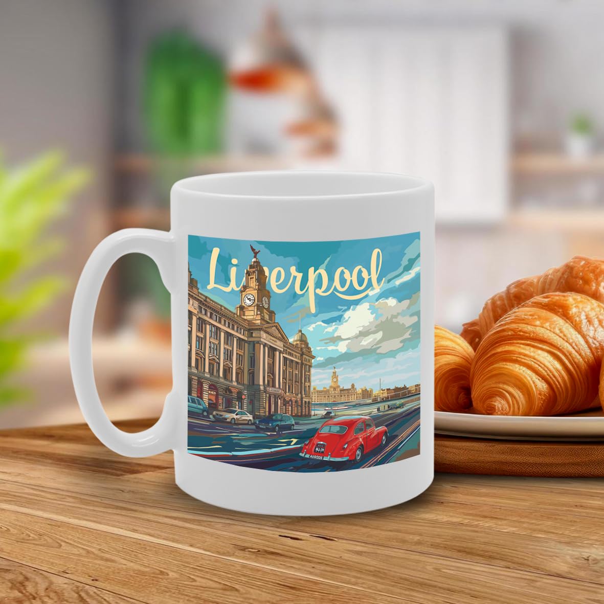 Printed Coffee Ceramic  Featuring Cities And Landmarks In United Kingdom (Liverpool) - Funny Printed Coffee Mug - Great Gift Idea