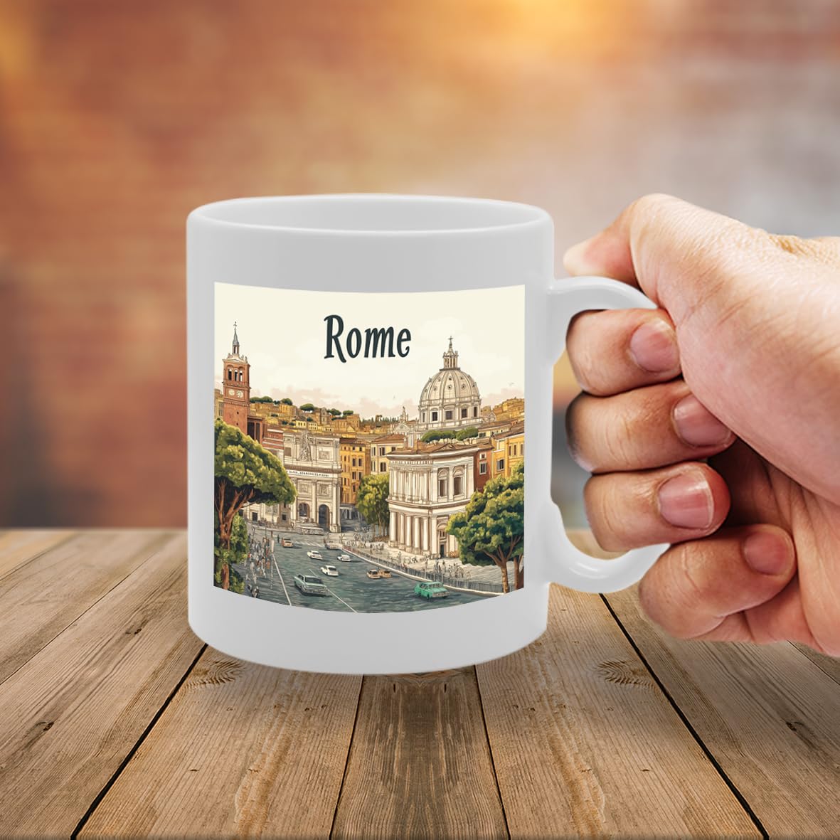 11Oz Dishwasher-Safe Ceramic  Featuring Popular Cities & Capitals From Europe And Around The World (Rome) - Funny Printed Coffee Mug - Great Gift Idea