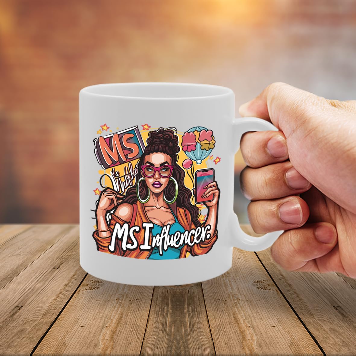 Ms Influencer Ceramic  - Ideal For Social Media Stars, Content Creators, And Trendsetters - 11Oz Coffee  With Trendy Design Mg6281 - Funny Printed Coffee Mug - Great Gift Idea