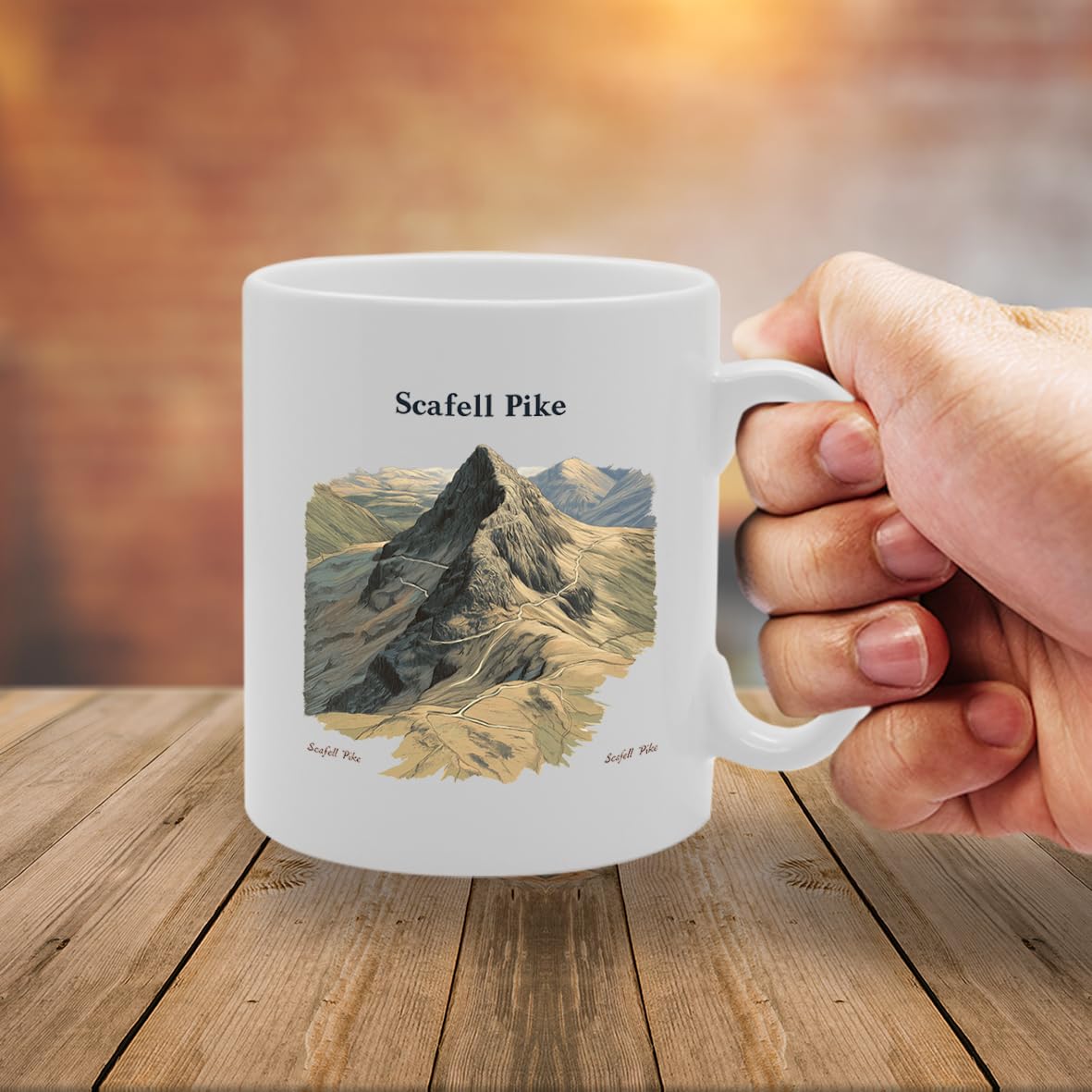 Printed Coffee Ceramic  Featuring Cities And Landmarks In United Kingdom (Scafell Pike) - Funny Printed Coffee Mug - Great Gift Idea