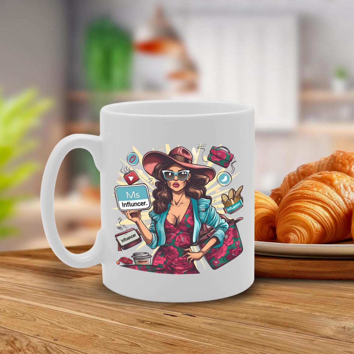 Ms Influencer  - Ideal For Social Media Stars And Digital Content Creators, 11Oz Ceramic Coffee  For Influencers And Trendsetters Mg5999 - Funny Printed Coffee Mug - Great Gift Idea