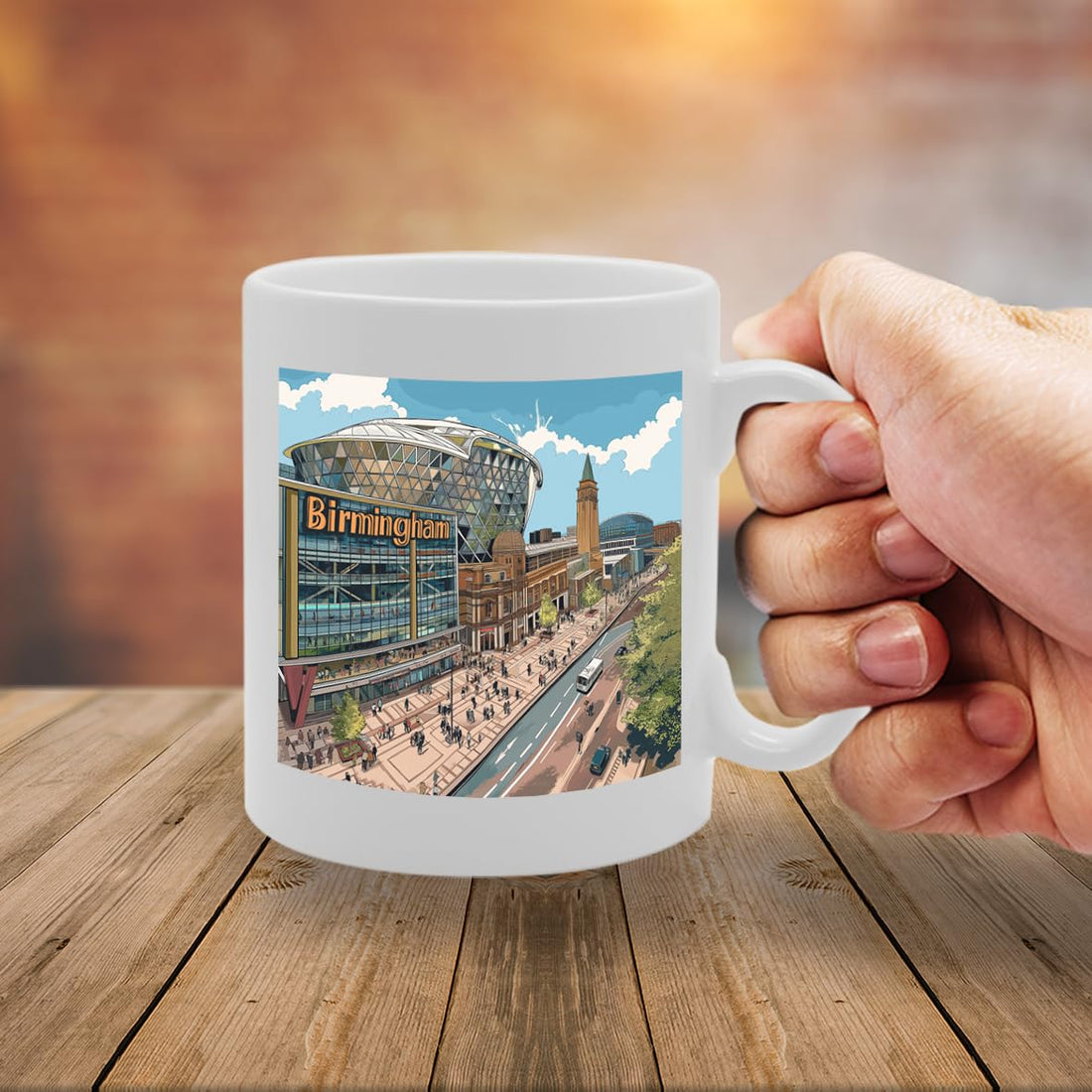 Printed Coffee Ceramic  Featuring Cities And Landmarks In United Kingdom (Birmingham No2) - Funny Printed Coffee Mug - Great Gift Idea