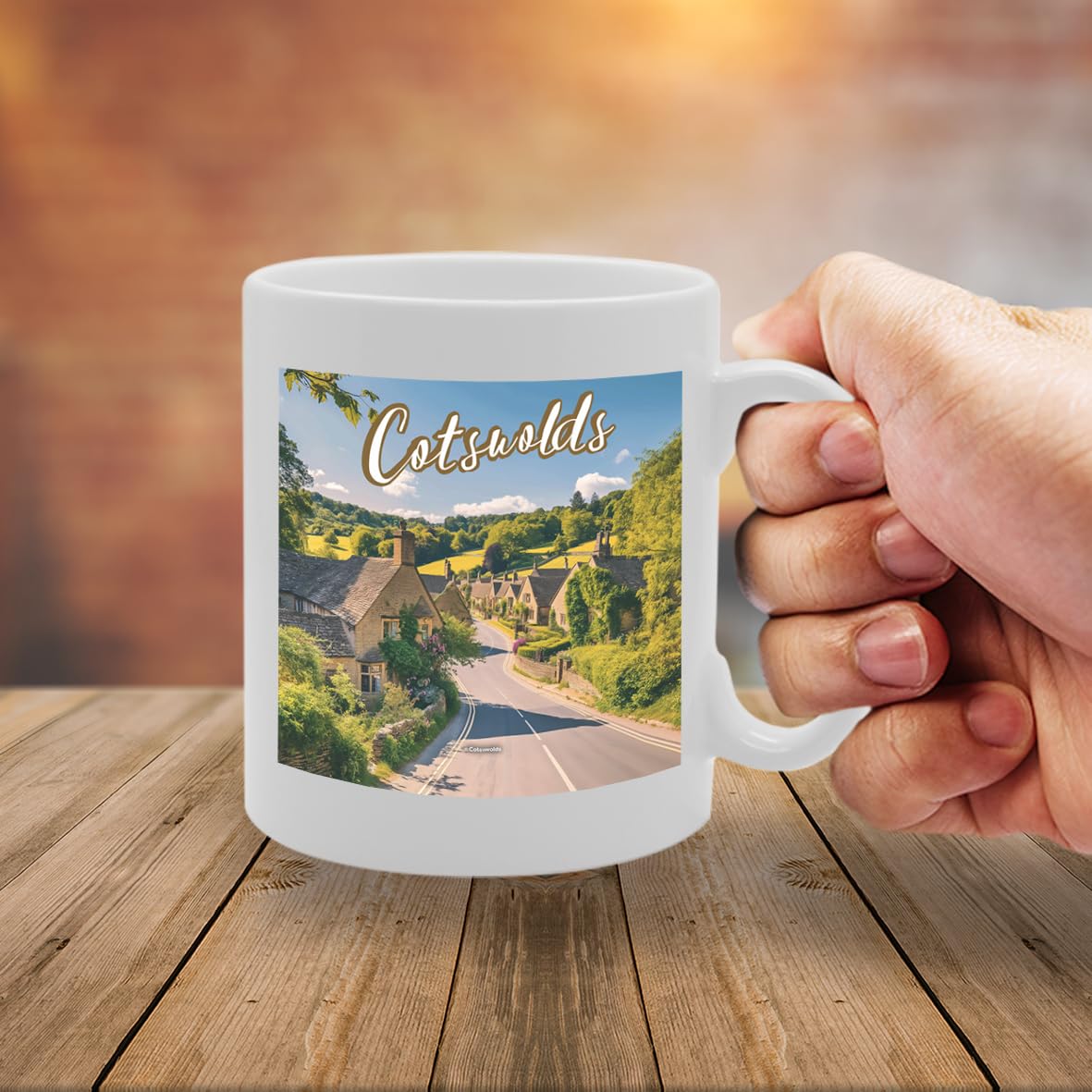 Printed Coffee Ceramic  Featuring Cities And Landmarks In United Kingdom (Cotswolds) - Funny Printed Coffee Mug - Great Gift Idea