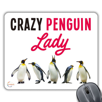 CP607 Beware Crazy Penguin Lady Novelty Gift Printed PC Laptop Computer Mouse Mat Pad