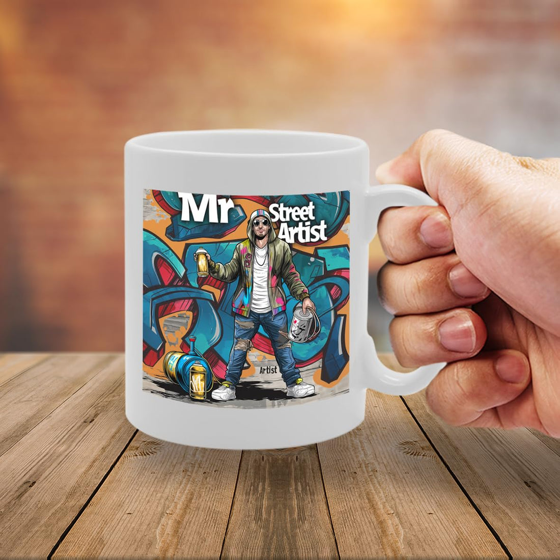 Street Artist Souvenir  – Depicting Iconic Street Artists In Action – Memory Keepsake For Art Enthusiasts – Street Artist Memorabilia Mg6250 - Funny Printed Coffee Mug - Great Gift Idea