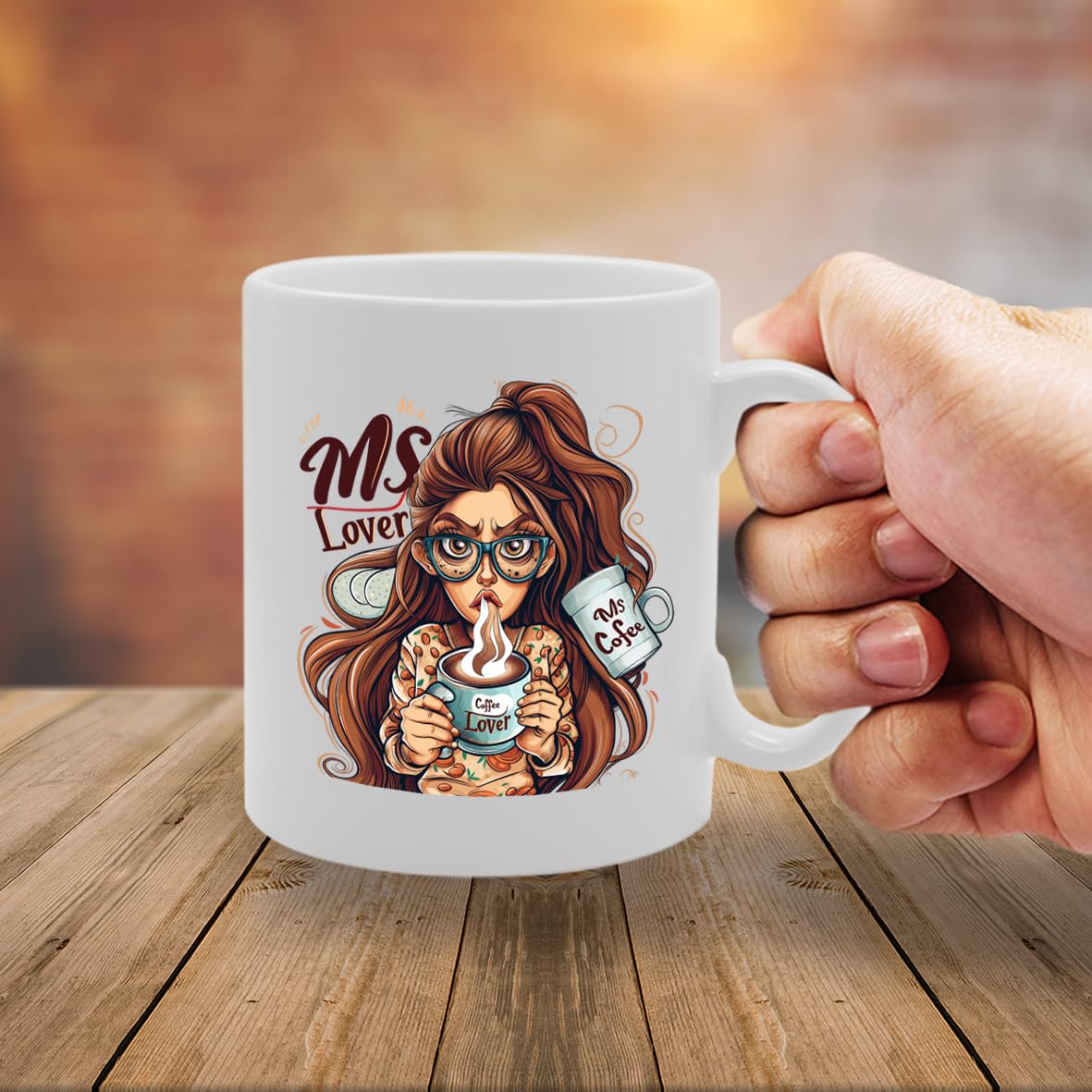 Ms Coffee Lover Ceramic  - Ideal For Coffee Enthusiasts, Cafe Goers, And Morning People - 11Oz Coffee  With Charming Design Mg6296 - Funny Printed Coffee Mug - Great Gift Idea