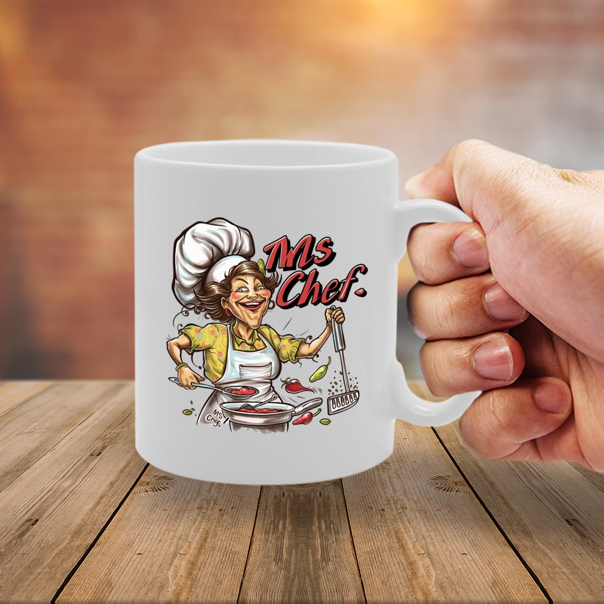 Ms Chef Ceramic  - Ideal For Female Chefs, Culinary Artists, And Food Lovers - 11Oz Coffee  With Stylish Design Mg6292 - Funny Printed Coffee Mug - Great Gift Idea