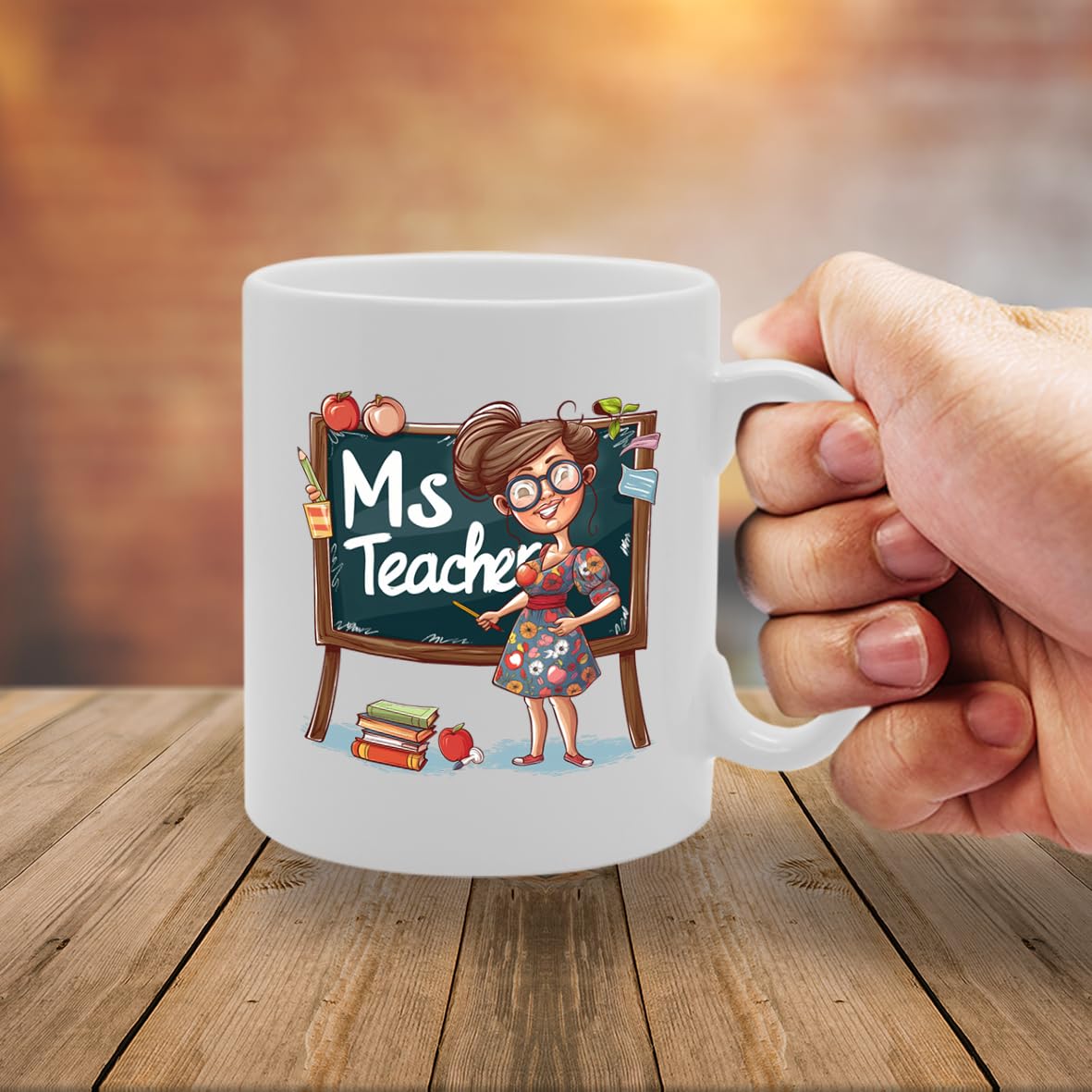 Ms Teacher Ceramic  - Ideal For Educators, Teachers, And Mentors - 11Oz Coffee  With Inspirational Design Mg6290 - Funny Printed Coffee Mug - Great Gift Idea