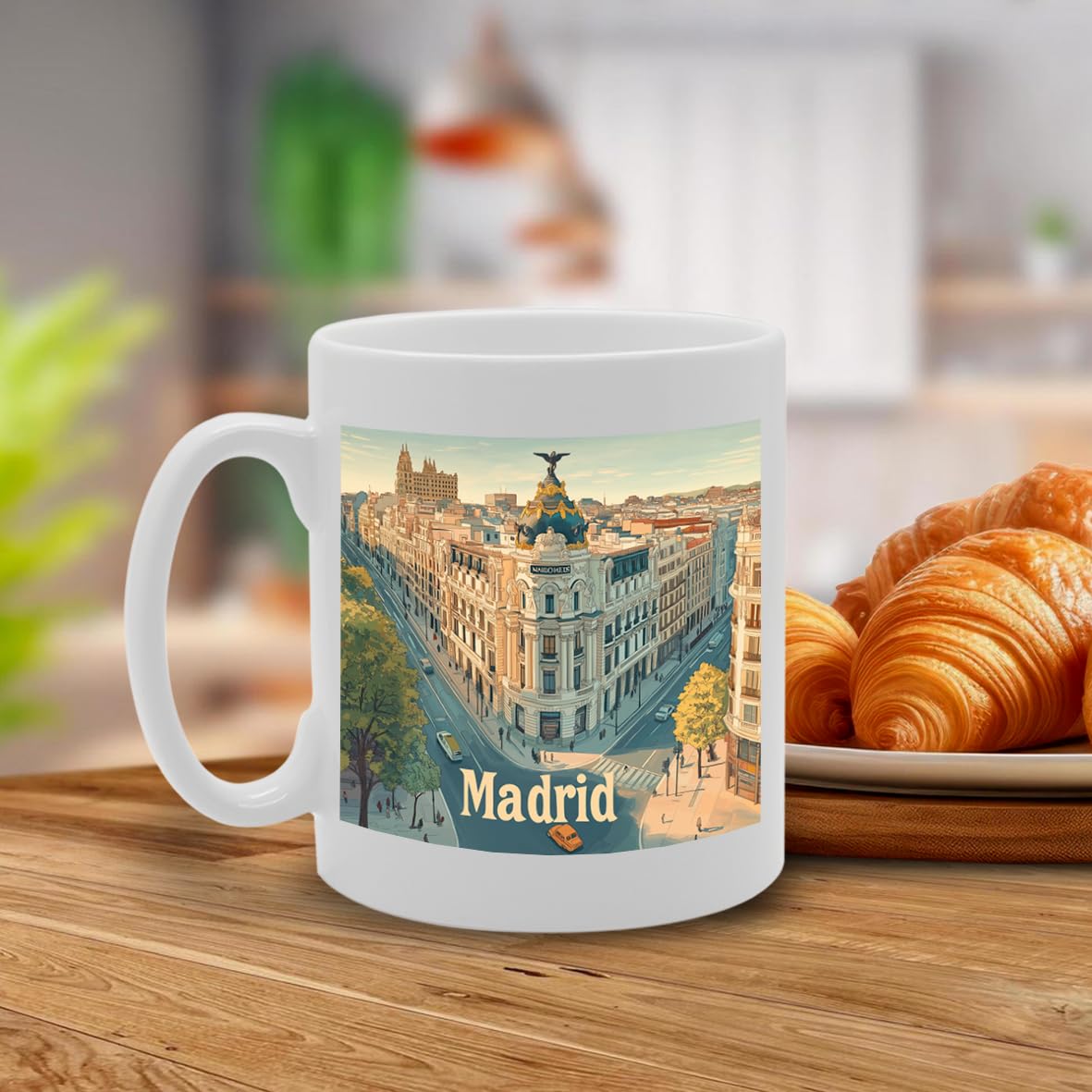 11Oz Dishwasher-Safe Ceramic  Featuring Popular Cities & Capitals From Europe And Around The World (Madrid) - Funny Printed Coffee Mug - Great Gift Idea