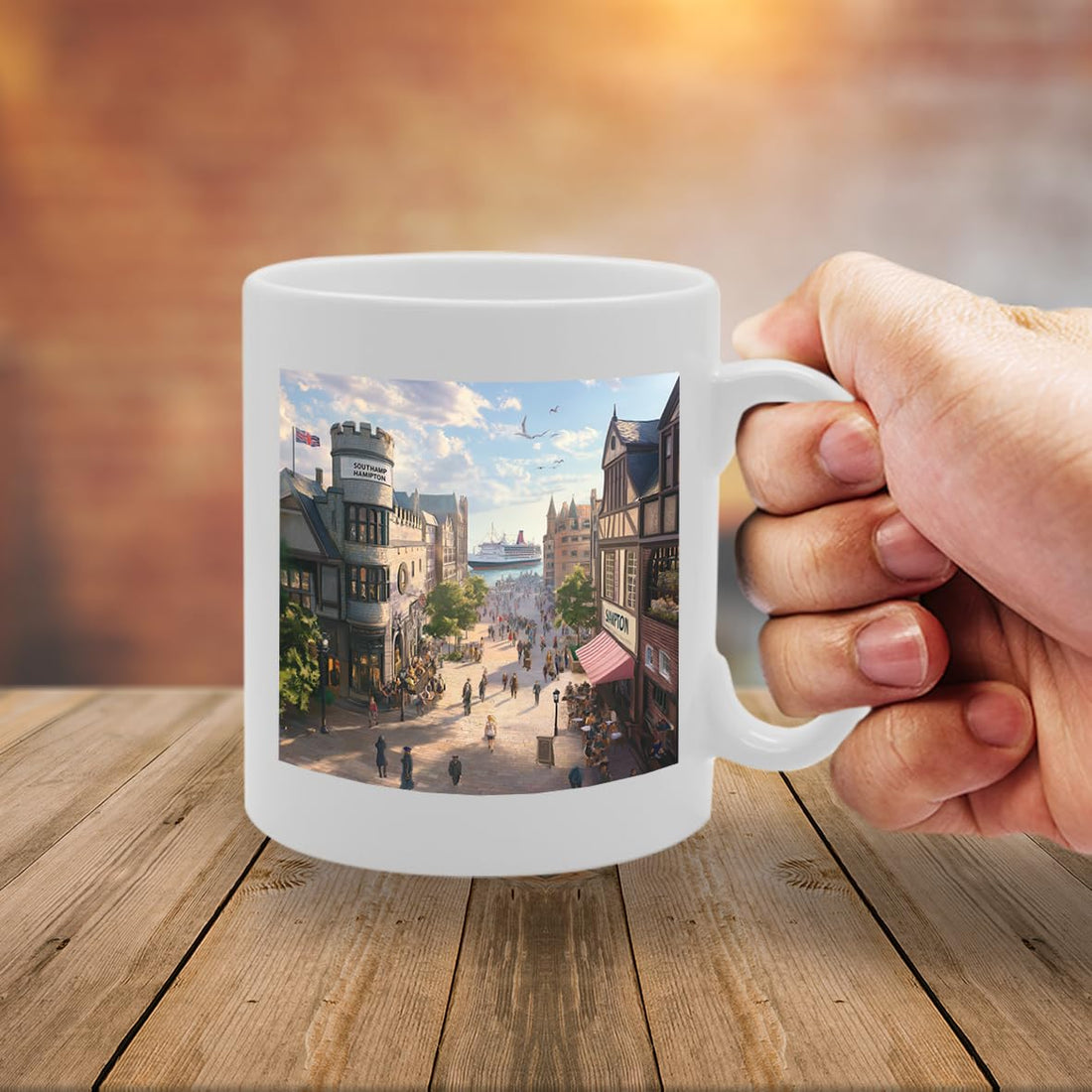 Printed Coffee Ceramic  Featuring Cities And Landmarks In United Kingdom (Southampton) - Funny Printed Coffee Mug - Great Gift Idea
