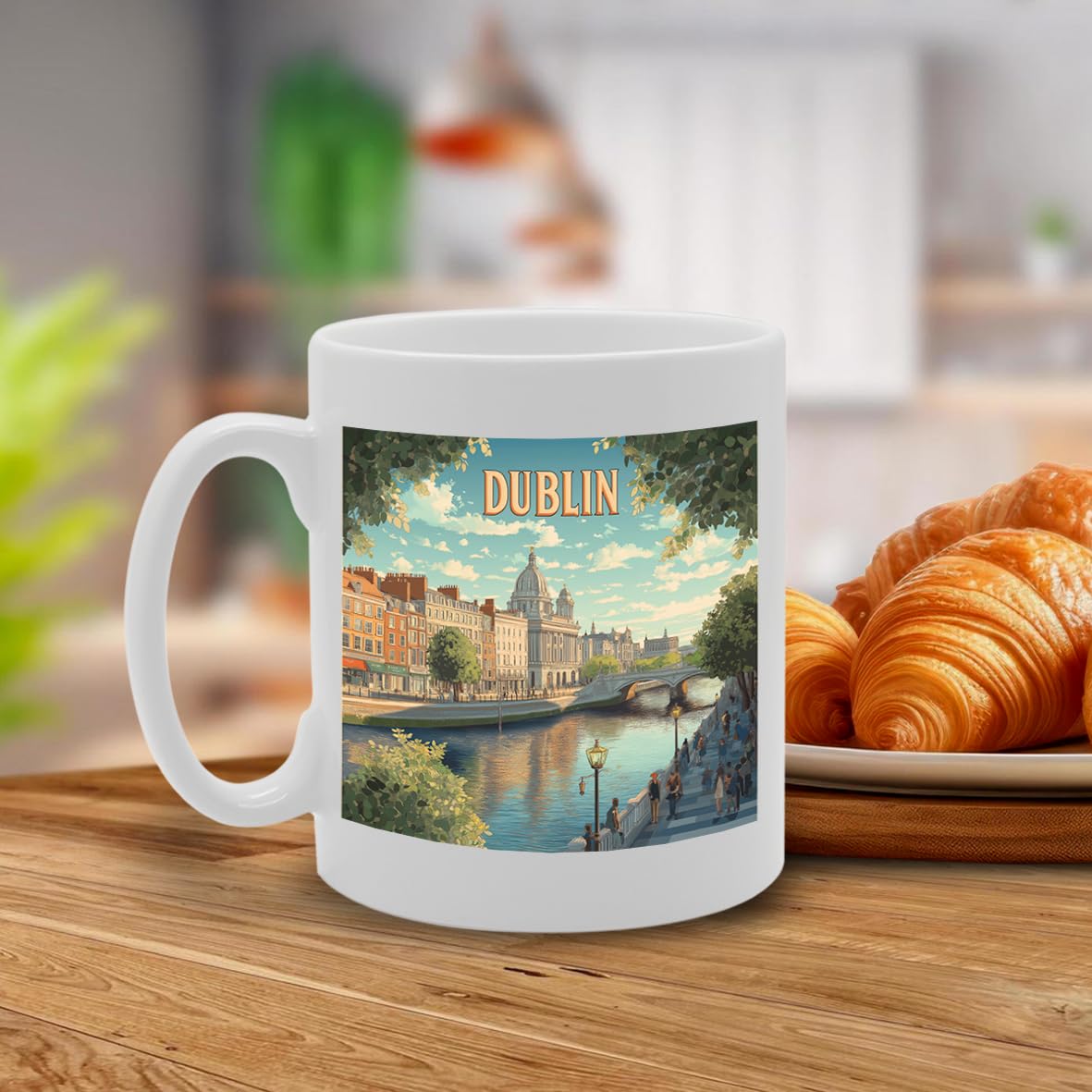 Printed Coffee Ceramic  Featuring Cities And Landmarks In United Kingdom (Dublin) - Funny Printed Coffee Mug - Great Gift Idea