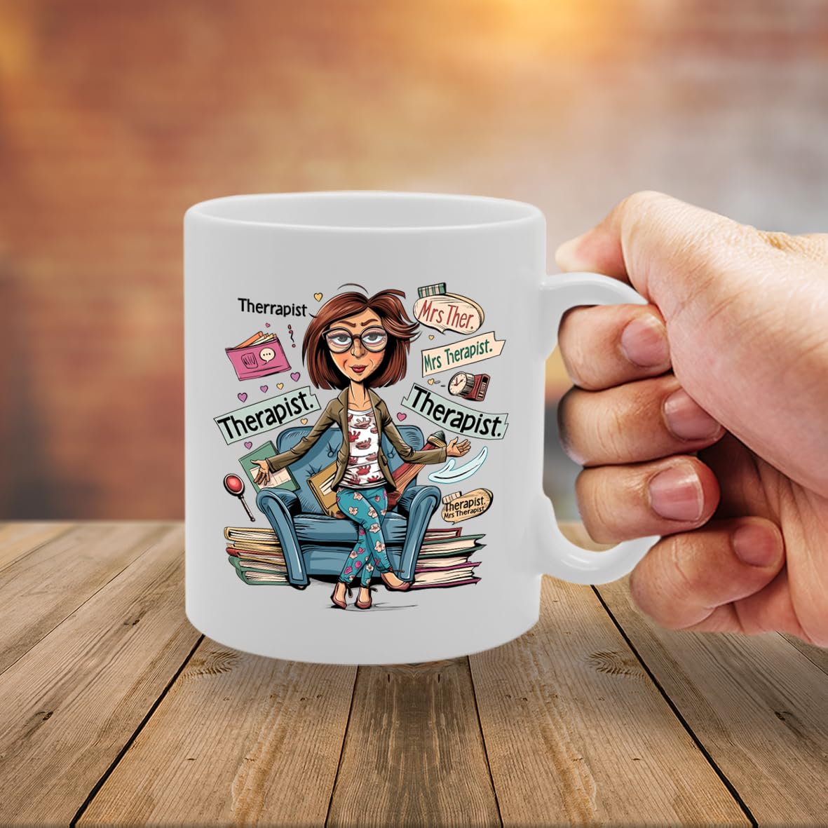 Mrs Therapist  - For Female Therapists, Counselors, Mental Health Professionals, Durable Ceramic, Dishwasher Safe, Premium Print Mg6089 - Funny Printed Coffee Mug - Great Gift Idea