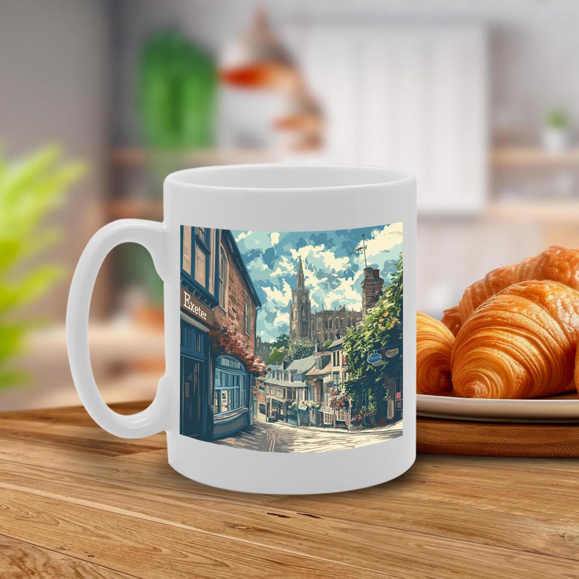 Printed Coffee Ceramic  Featuring Cities And Landmarks In United Kingdom (Exeter) - Funny Printed Coffee Mug - Great Gift Idea