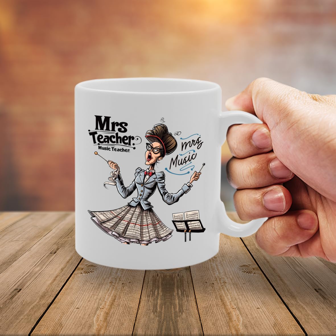 Mrs Music Teacher  - For Female Music Teachers, Educators, Band Directors, Durable Ceramic, Dishwasher Safe, Premium Print Mg6073 - Funny Printed Coffee Mug - Great Gift Idea