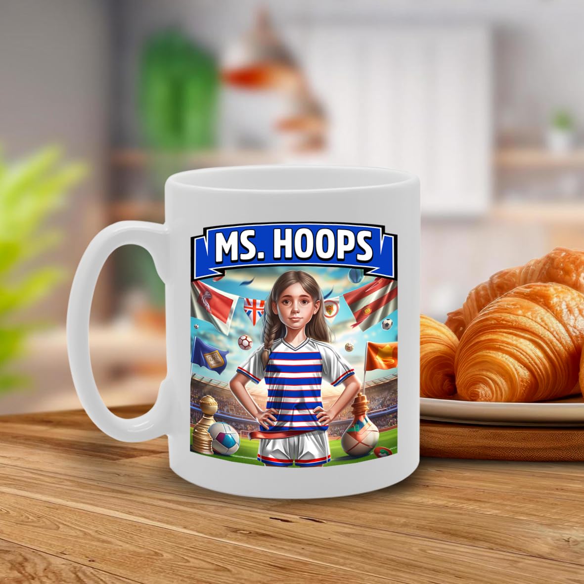 Football Fan Ceramic  - Perfect   For Soccer Lovers, Ladies & Girls - Printed Cup For Footie Enthusiasts (Hoops) - Funny Printed Coffee Mug - Great Gift Idea