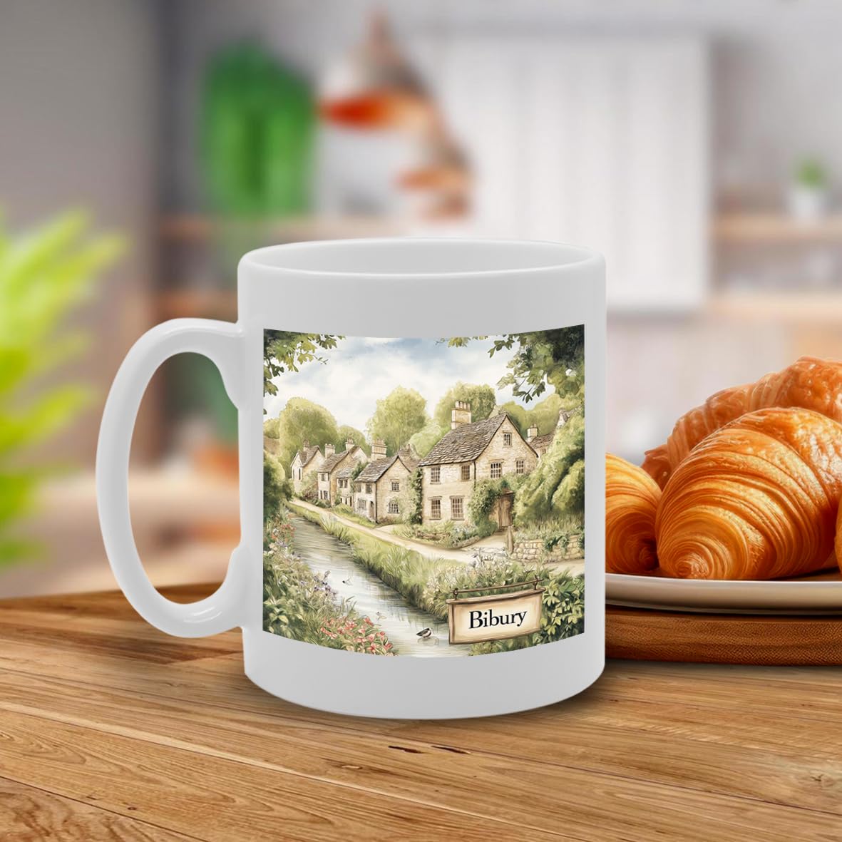 Printed Coffee Ceramic  Featuring Cities And Landmarks In United Kingdom (Bibury) - Funny Printed Coffee Mug - Great Gift Idea