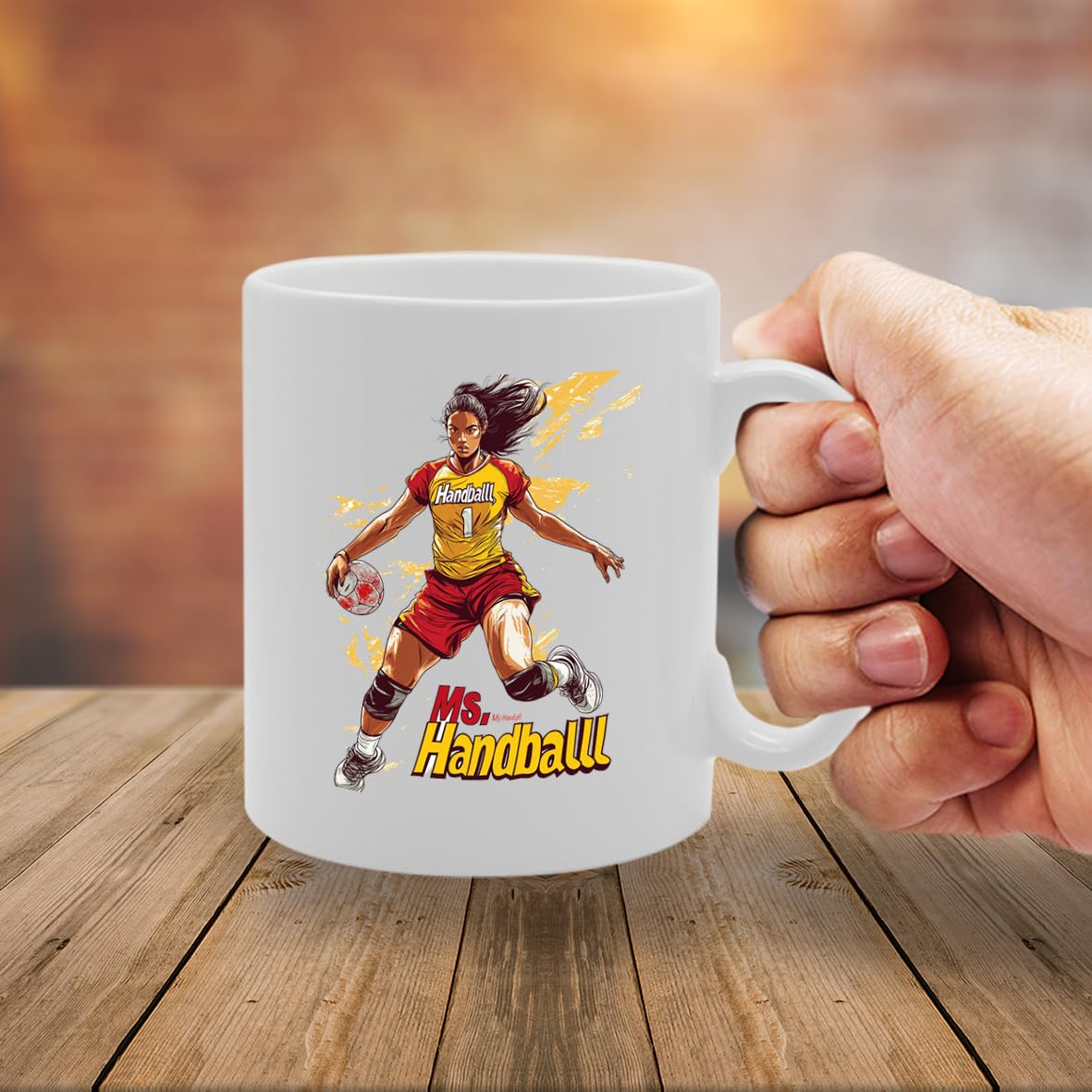 11Oz Ceramic  Featuring Popular Sports Designs From Around The World – Ideal For Sports Fans And Enthusiasts (Handball Mg6592) - Funny Printed Coffee Mug - Great Gift Idea
