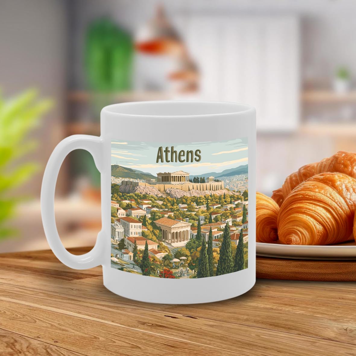 11Oz Dishwasher-Safe Ceramic  Featuring Popular Cities & Capitals From Europe And Around The World (Athens) - Funny Printed Coffee Mug - Great Gift Idea