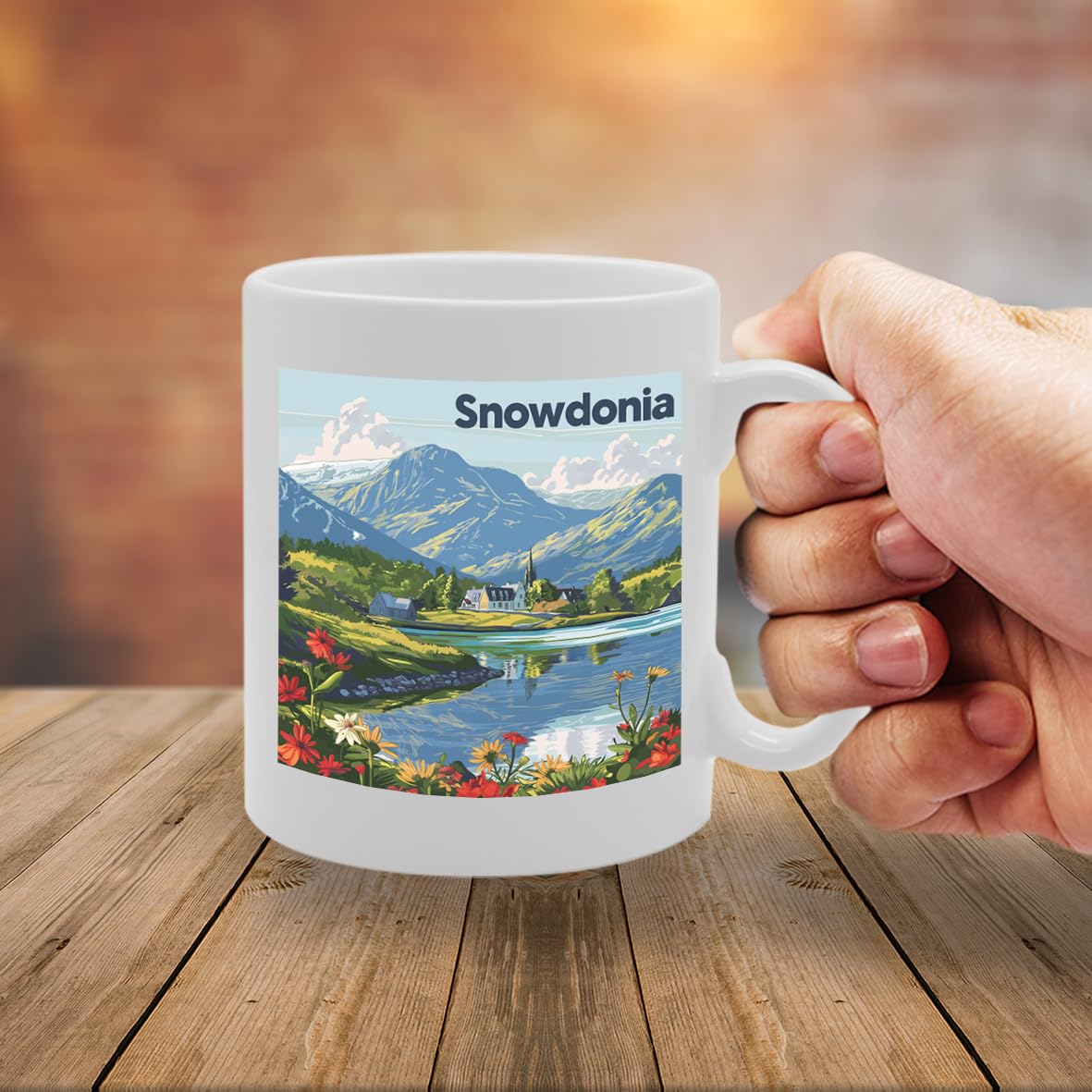 Printed Coffee Ceramic  Featuring Cities And Landmarks In United Kingdom (Snowdonia) - Funny Printed Coffee Mug - Great Gift Idea