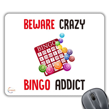 CP593 Beware Crazy Bingo Addict Novelty Gift Printed PC Laptop Computer Mouse Mat Pad