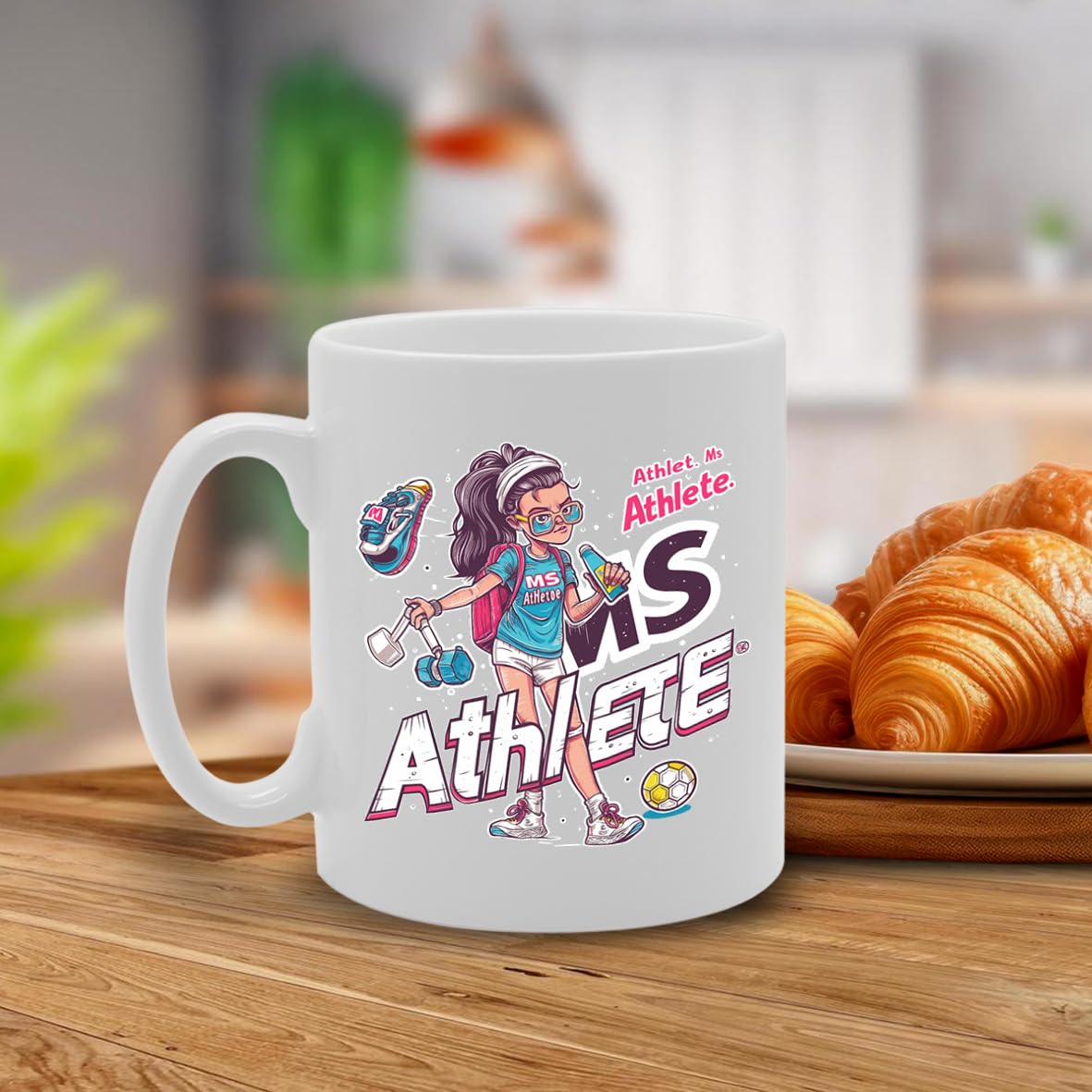 Ms Athlete Ceramic  - Ideal For Female Athletes, Sports Enthusiasts, And Fitness Lovers - 11Oz Coffee  With Motivational Design Mg6269 - Funny Printed Coffee Mug - Great Gift Idea