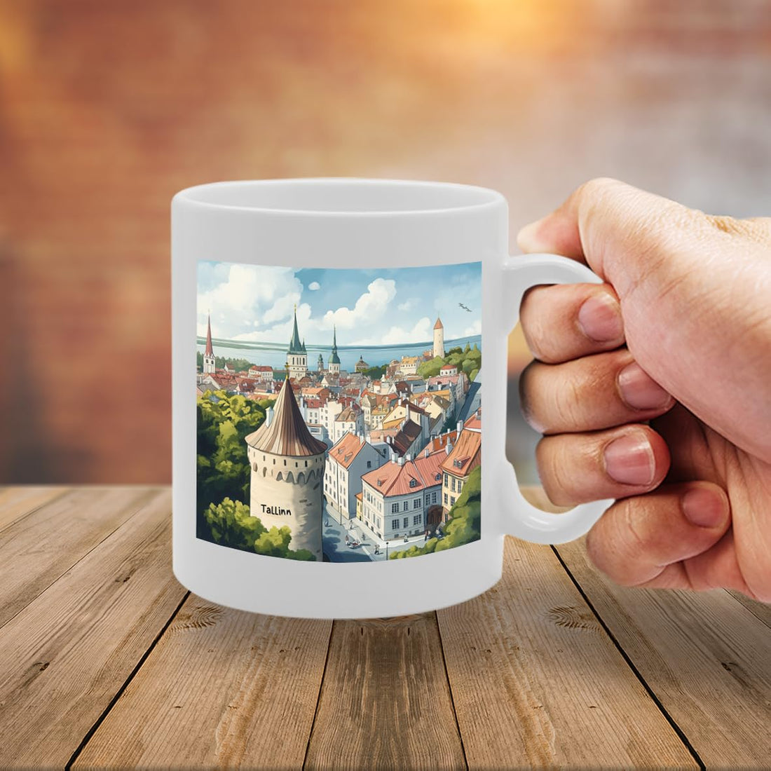 11Oz Dishwasher-Safe Ceramic  Featuring Popular Cities & Capitals From Europe And Around The World (Tallin) - Funny Printed Coffee Mug - Great Gift Idea