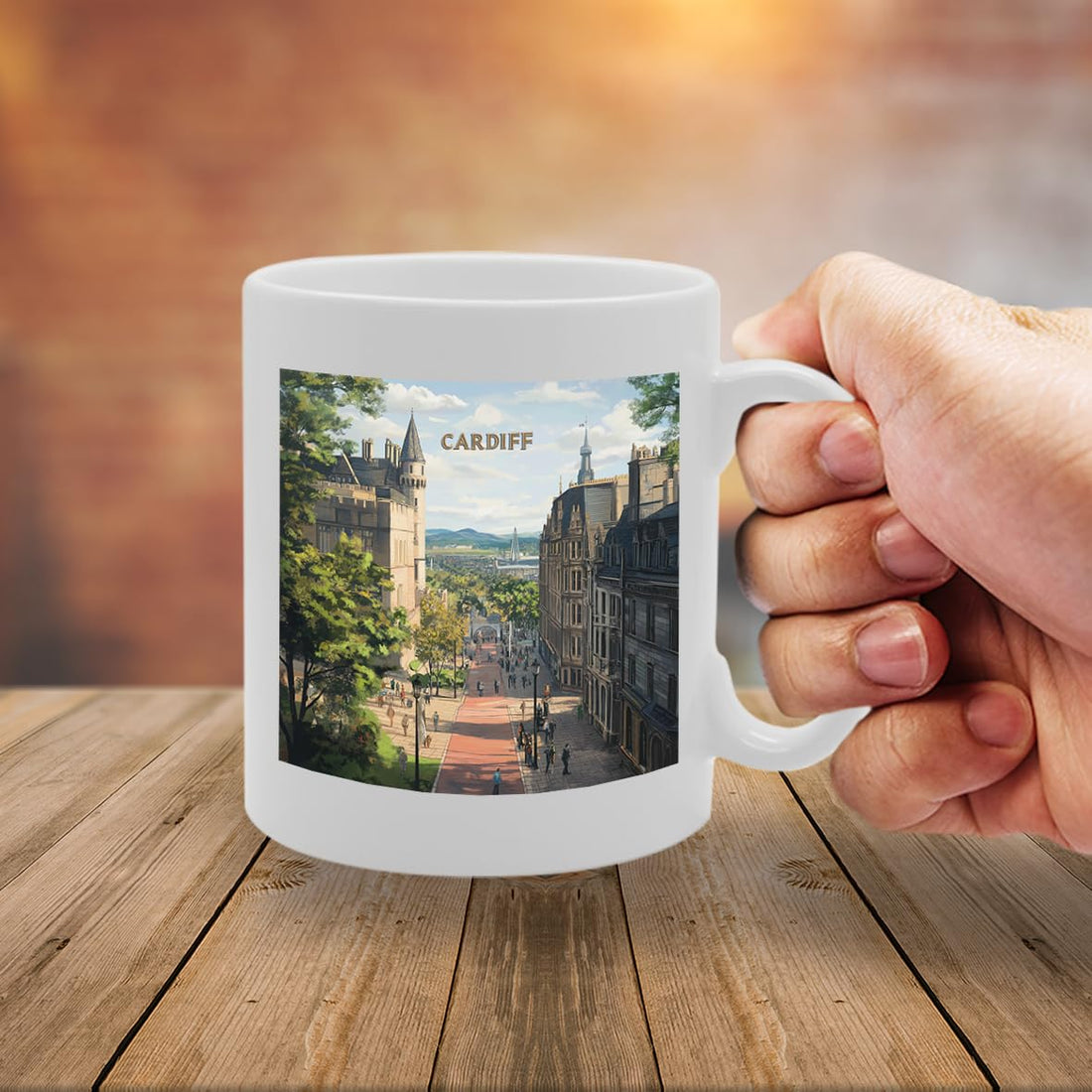 Printed Coffee Ceramic  Featuring Cities And Landmarks In United Kingdom (Cardiff) - Funny Printed Coffee Mug - Great Gift Idea