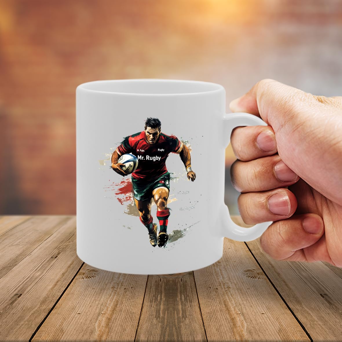 11Oz Ceramic  Featuring Popular Sports Designs From Around The World – Ideal For Sports Fans And Enthusiasts (Rugby Mg6569) - Funny Printed Coffee Mug - Great Gift Idea