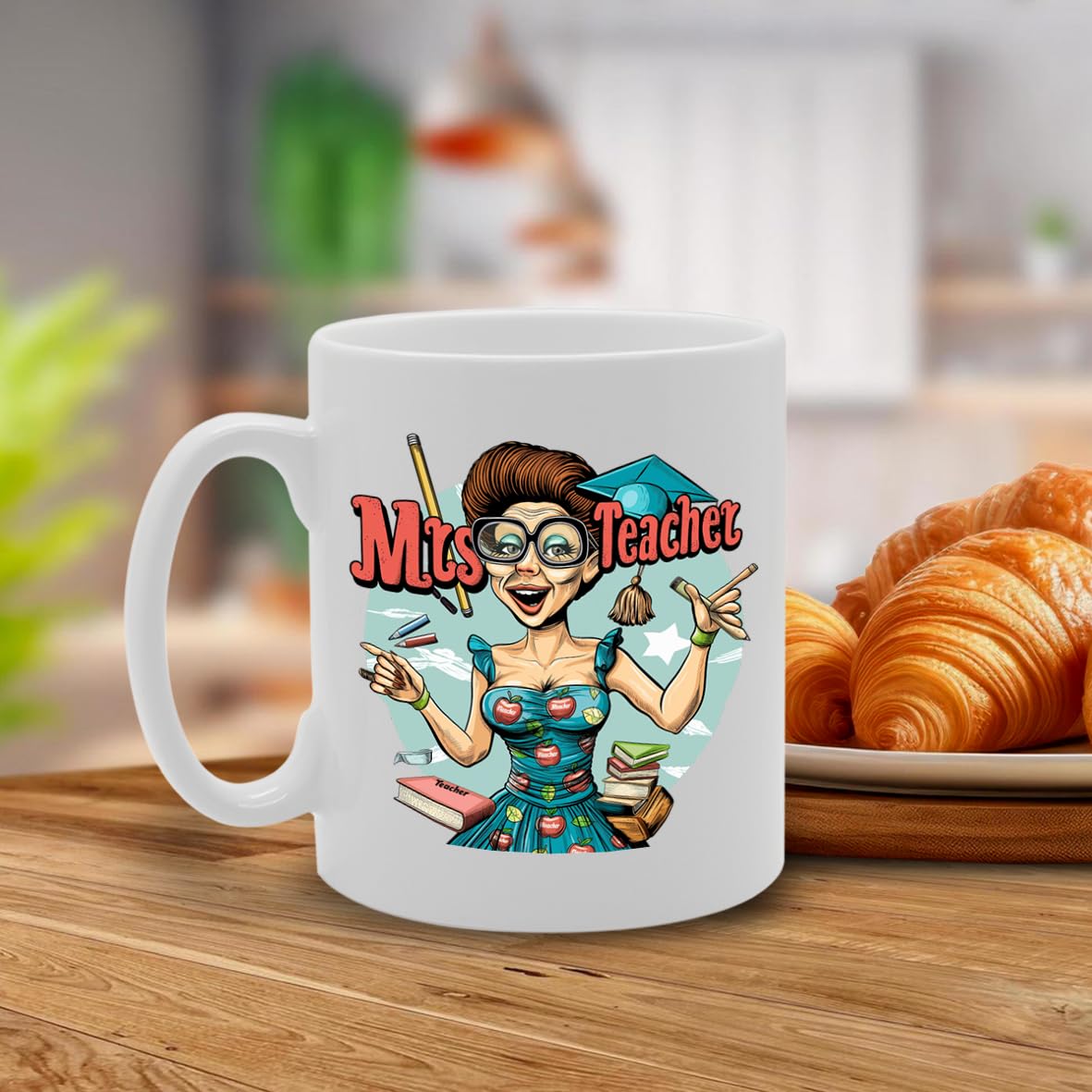 Mrs Teacher  - Created For Female Teachers, Educators, School Staff, Durable Ceramic, Dishwasher Safe Mg6013 - Funny Printed Coffee Mug - Great Gift Idea