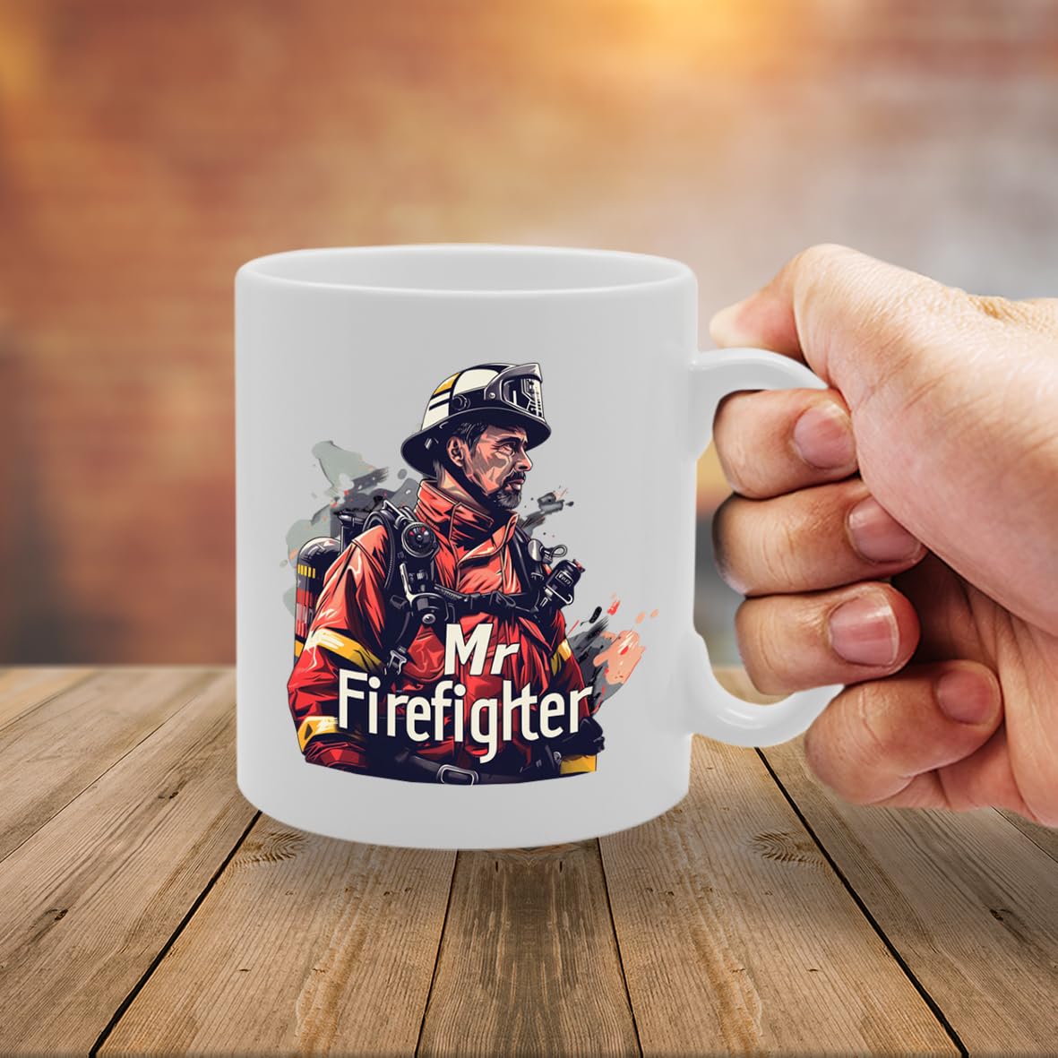 Mr Firefighter  - Ideal For Male Firefighters And Rescue Professionals, 11Oz Ceramic Coffee  For Fire Service Enthusiasts Mg5980 - Funny Printed Coffee Mug - Great Gift Idea