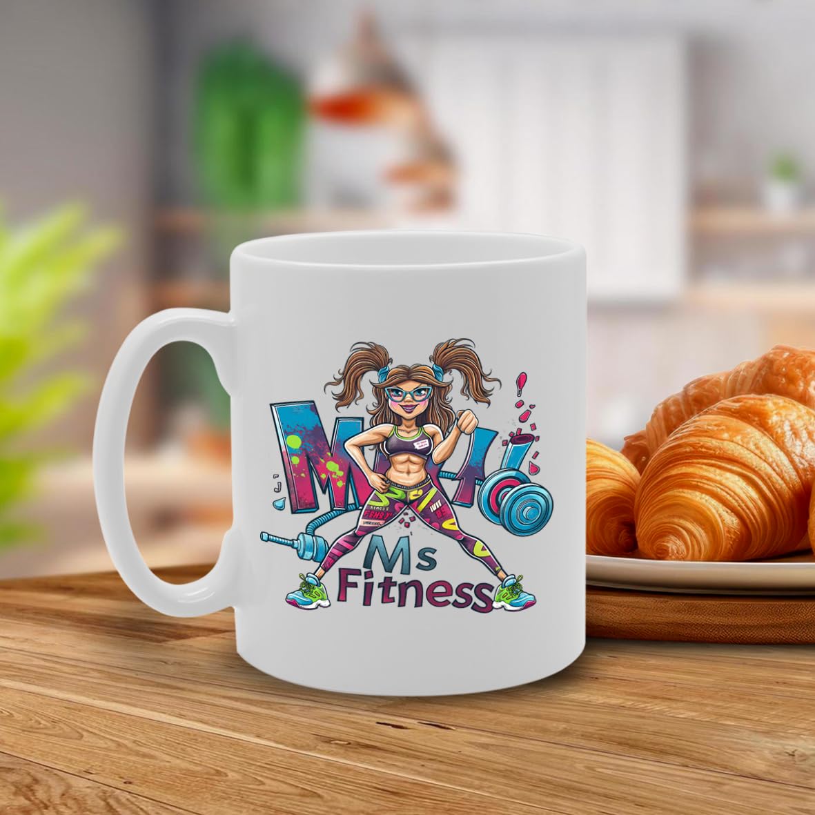 Fitness Enthusiast Girl Ceramic  - Ideal For Workout Lovers, Gym Goers, And Health Buffs - 11Oz Coffee  With Motivational Design Mg6266 - Funny Printed Coffee Mug - Great Gift Idea