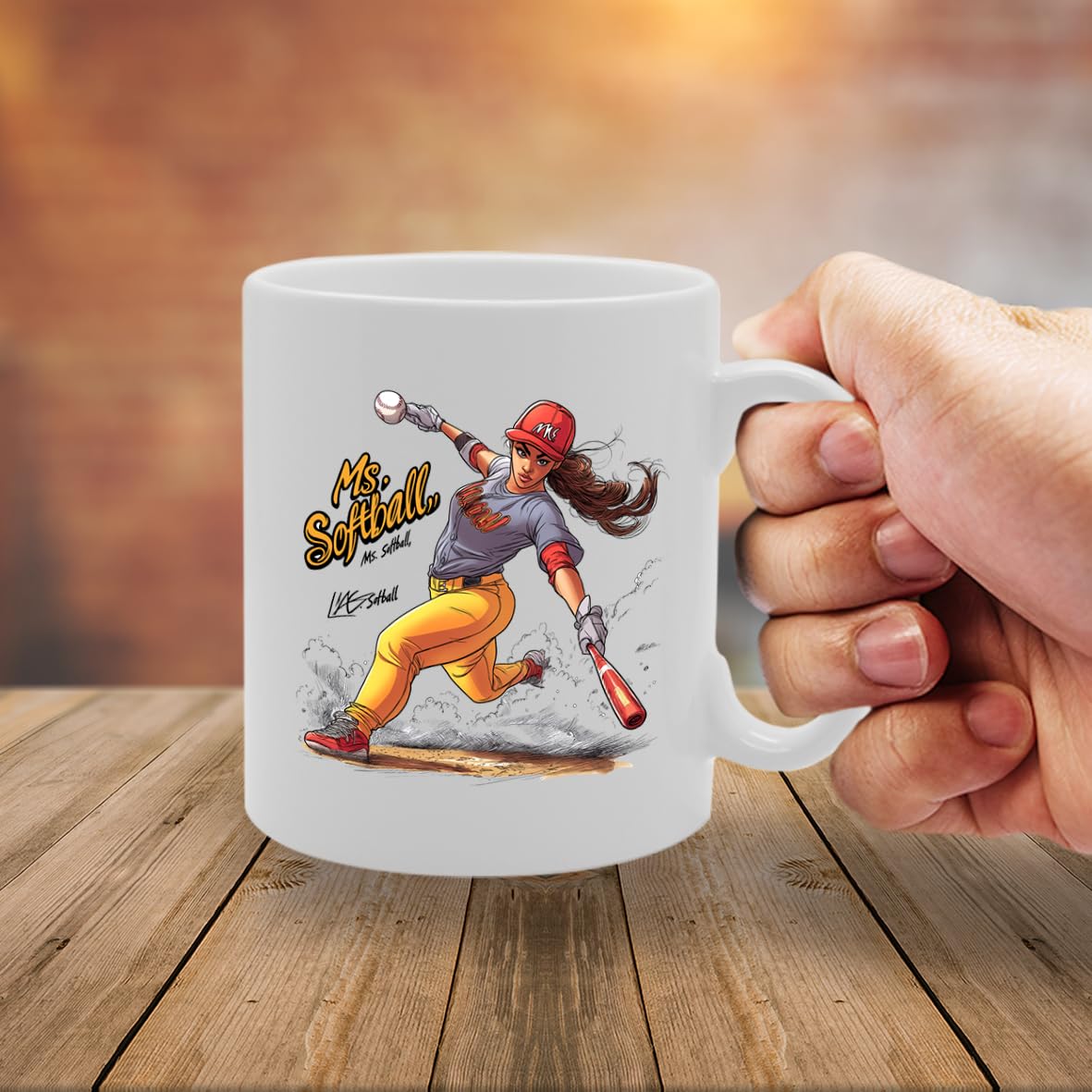 11Oz Ceramic  Featuring Popular Sports Designs From Around The World – Ideal For Sports Fans And Enthusiasts (Softball Mg6596) - Funny Printed Coffee Mug - Great Gift Idea