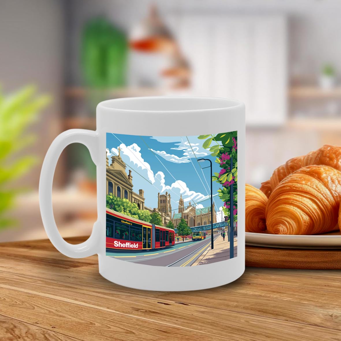 Printed Coffee Ceramic  Featuring Cities And Landmarks In United Kingdom (Sheffield) - Funny Printed Coffee Mug - Great Gift Idea