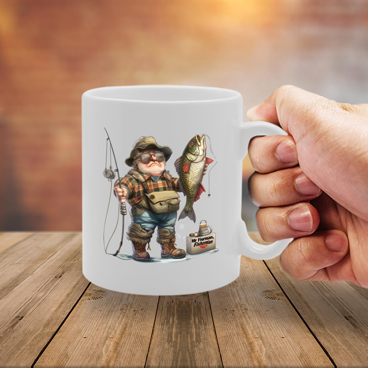 Mr Fisherman Ceramic  - Ideal For Fishermen, Anglers, And Fishing Enthusiasts - 11Oz Coffee  With Relaxing Design Mg6297 - Funny Printed Coffee Mug - Great Gift Idea