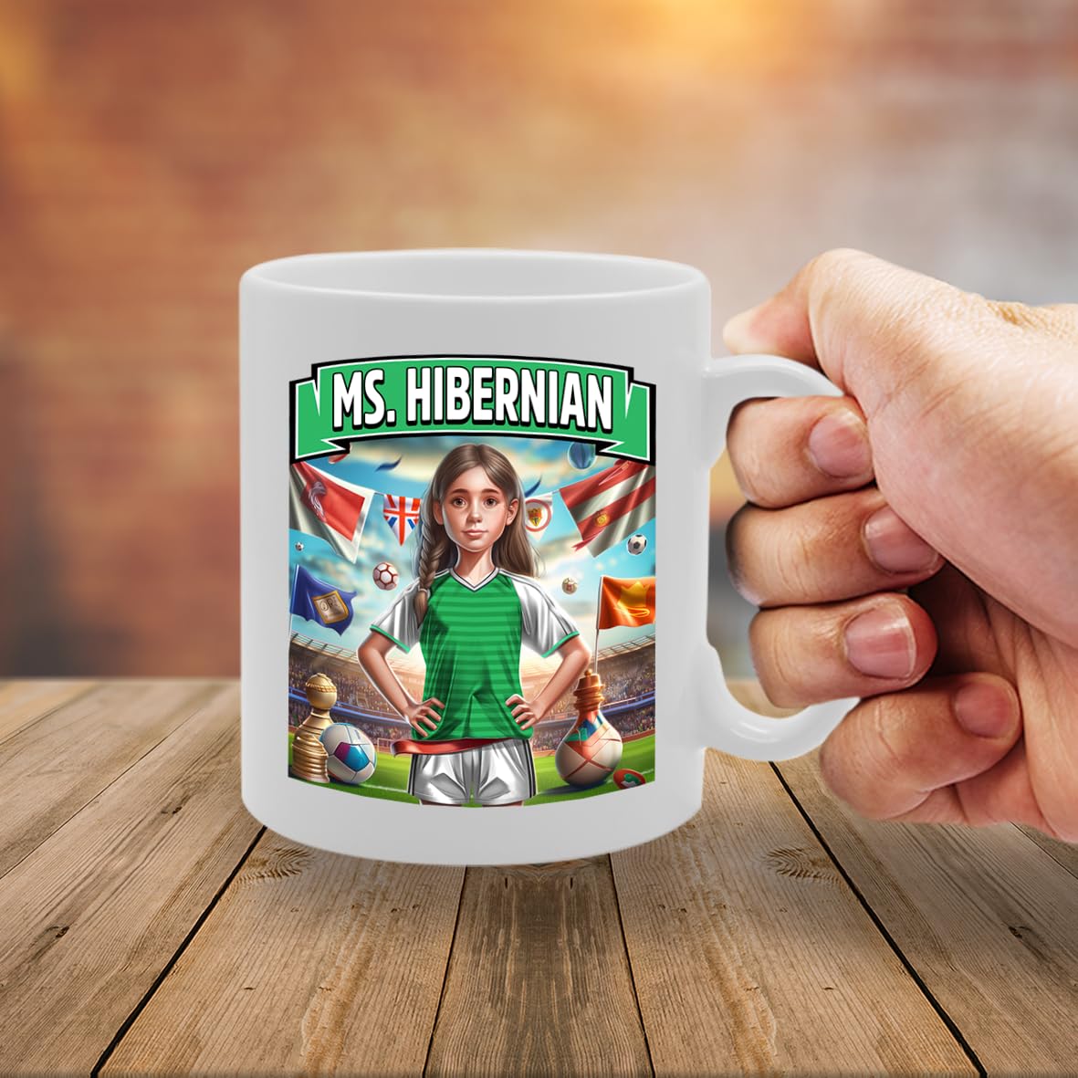 Football Fan Ceramic  - Perfect   For Soccer Lovers, Ladies & Girls - Printed Cup For Footie Enthusiasts (Hibernian) - Funny Printed Coffee Mug - Great Gift Idea