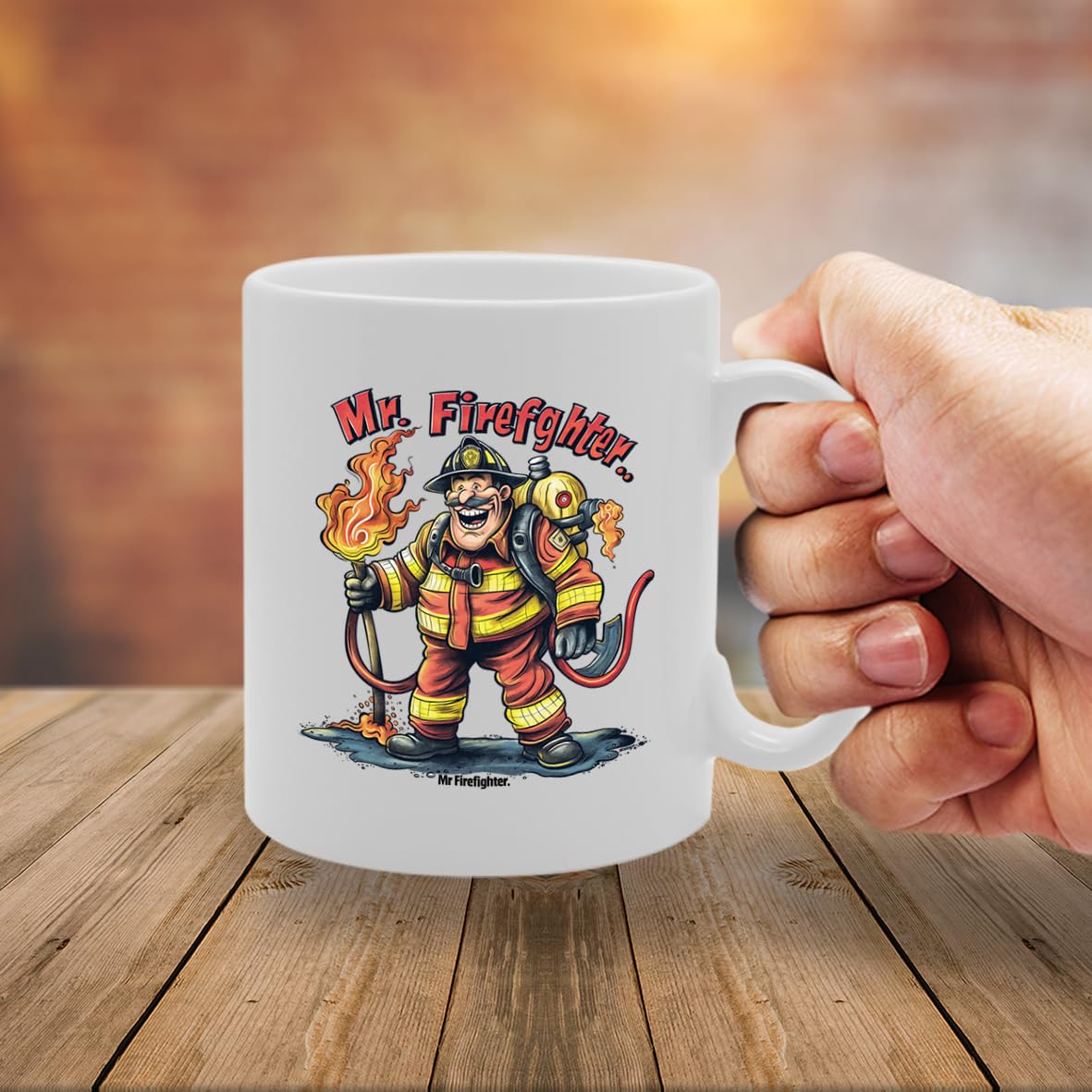 Mr Firefighter Souvenir  – Depicting A Brave Firefighter In Action – Memory Keepsake For Firefighting Heroes – Mr Firefighter Memorabilia Mg6252 - Funny Printed Coffee Mug - Great Gift Idea