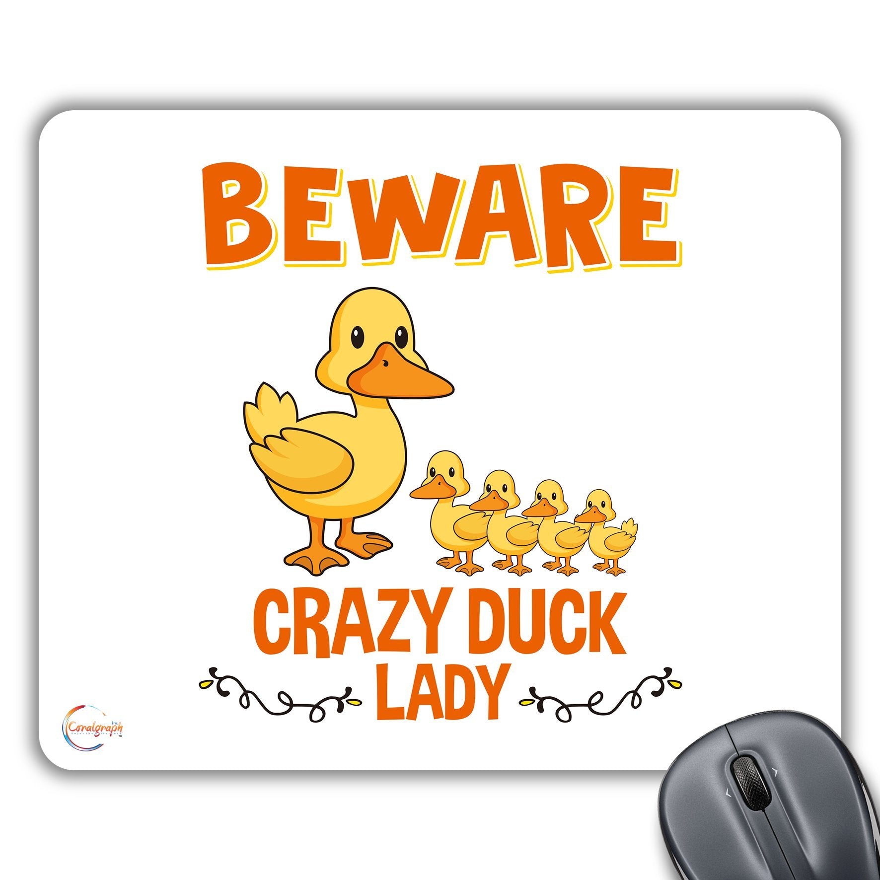 CP576 Beware Crazy Duck Lady Novelty Gift Printed PC Laptop Computer Mouse Mat Pad