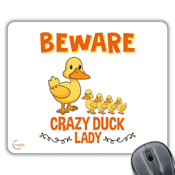 CP576 Beware Crazy Duck Lady Novelty Gift Printed PC Laptop Computer Mouse Mat Pad