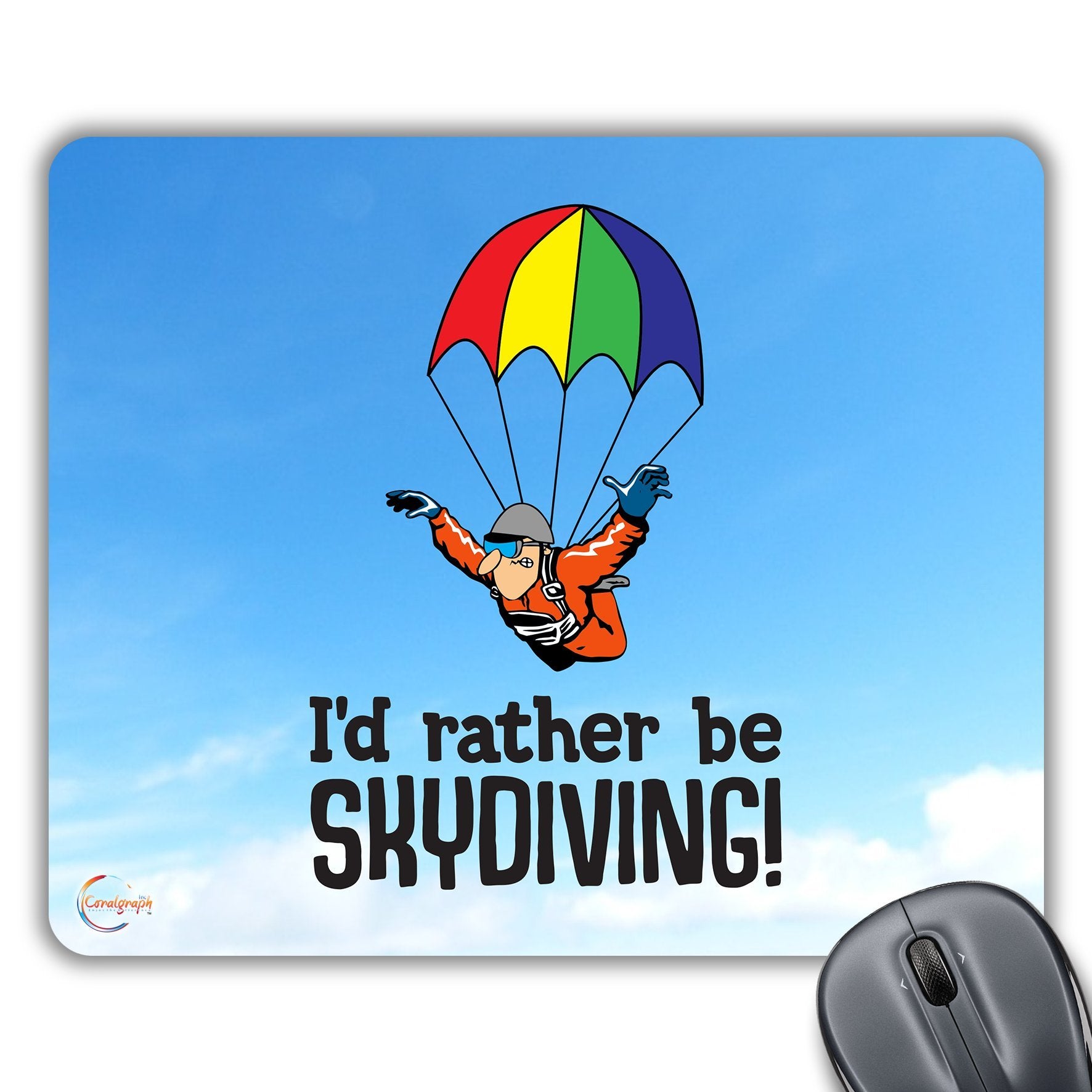 CP276 I'd Rather Be Skydiving! Novelty Gift Printed PC Laptop Computer Mouse Mat Pad